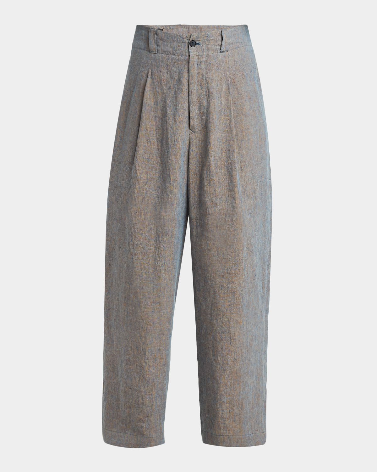 Giorgio Armani Men 's Linen Pleated Wide-Leg Trousers