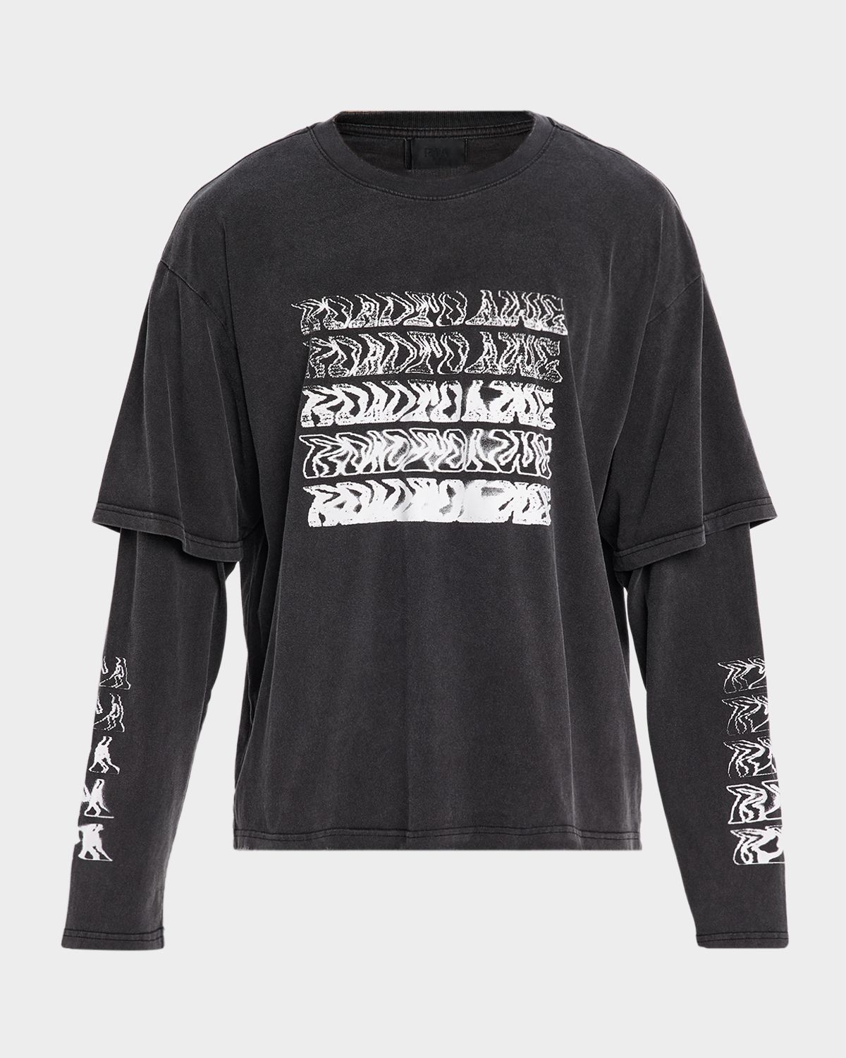 RTA Men 's Double Layer Long-Sleeve Graphic T-Shirt