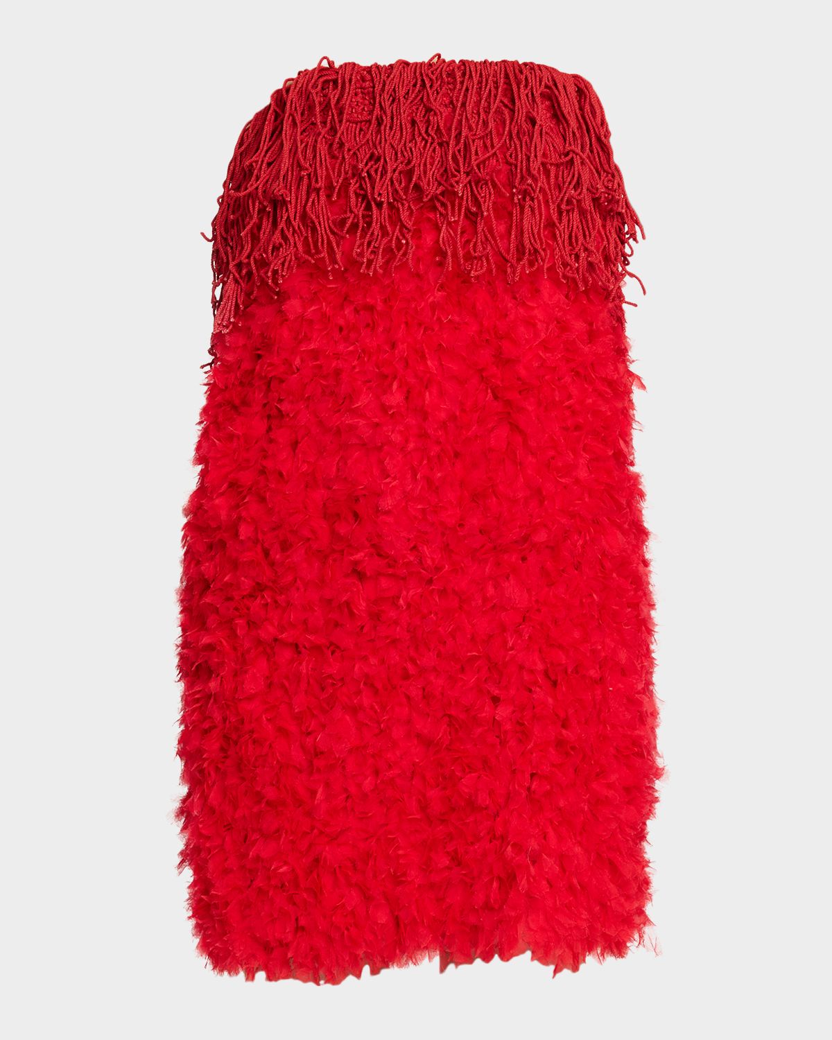 Diotima Bambola Strapless Fringe Textured Tulle Mini Dress