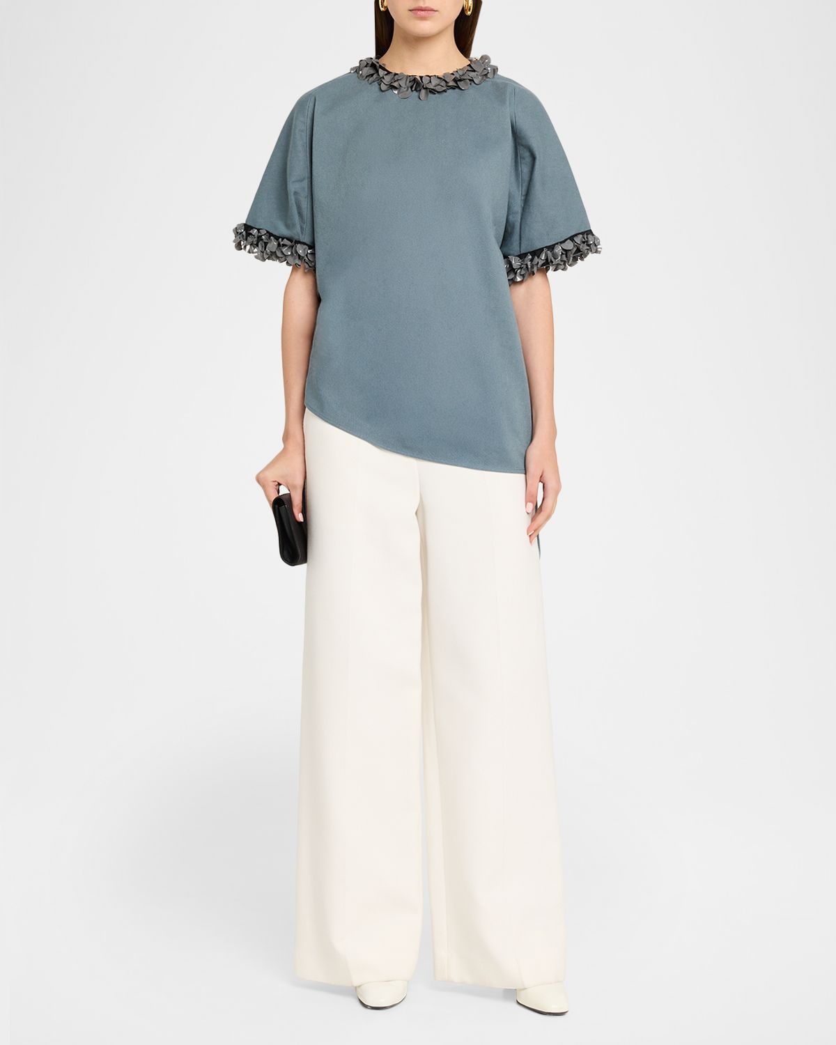 Diotima Burro Embellished Short-Sleeve Oversized Top