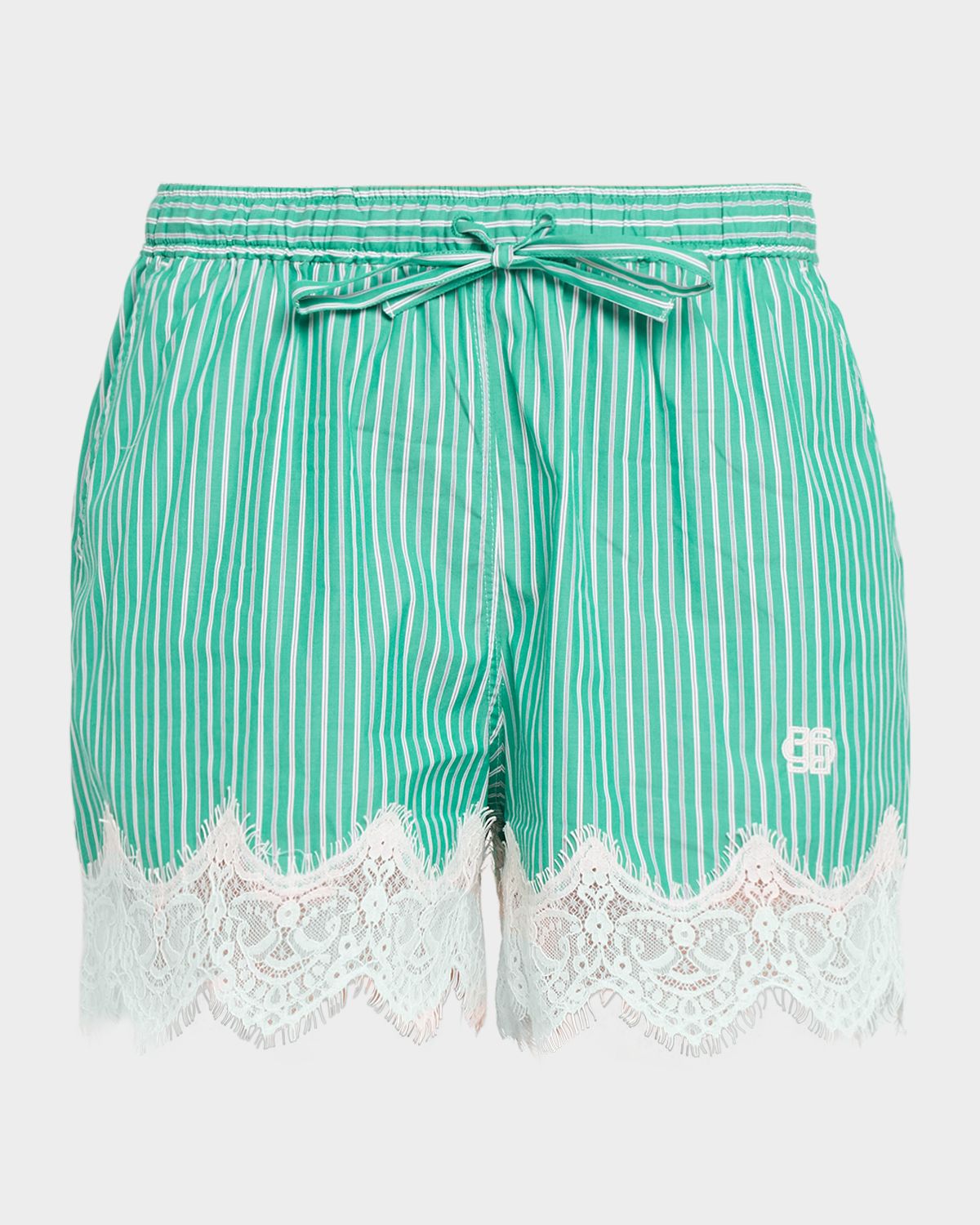 SIMKHAI Poplin Lace-Trim Boxer Shorts