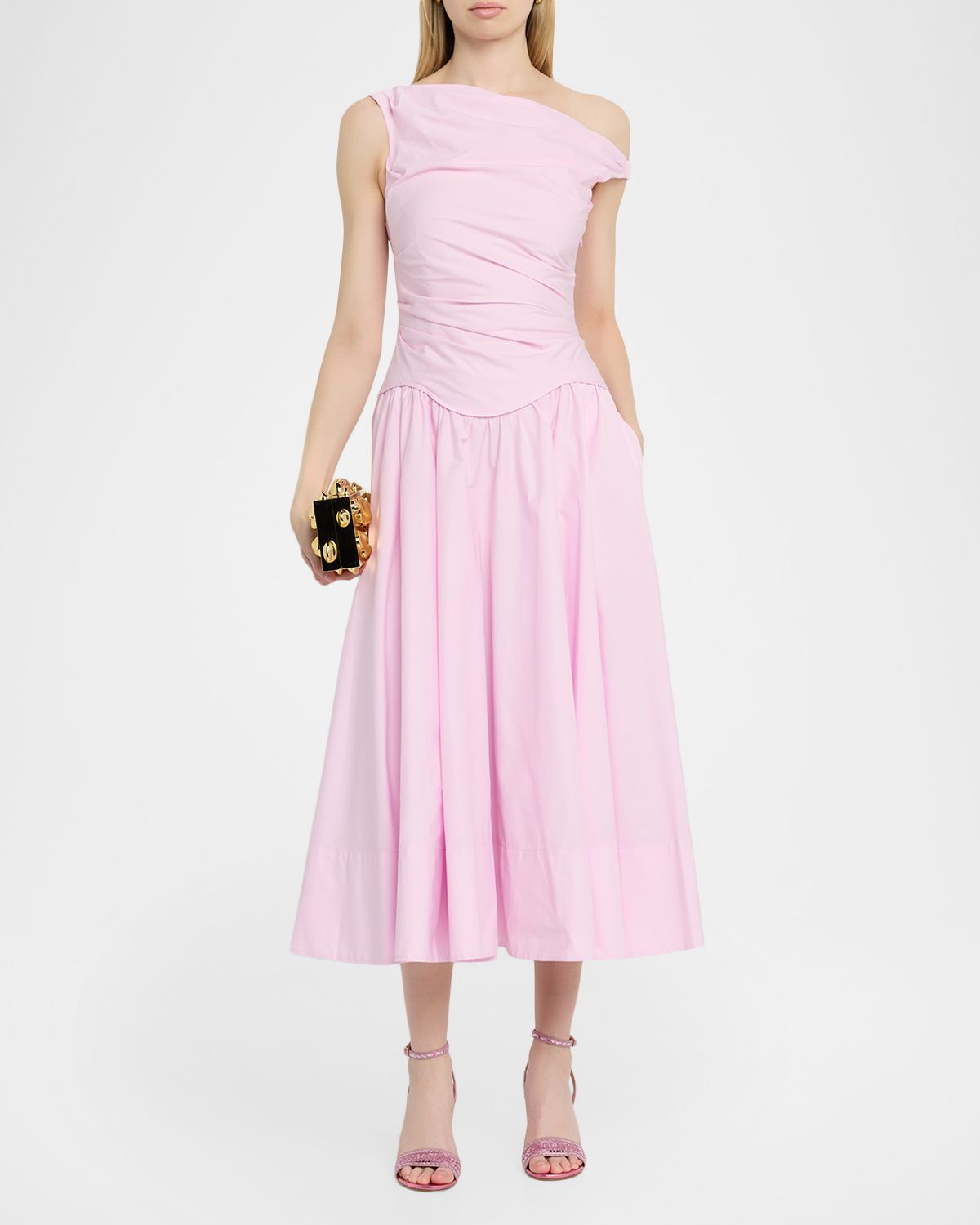 SIMKHAI Drop-Waist Cotton-Blend Midi Dress