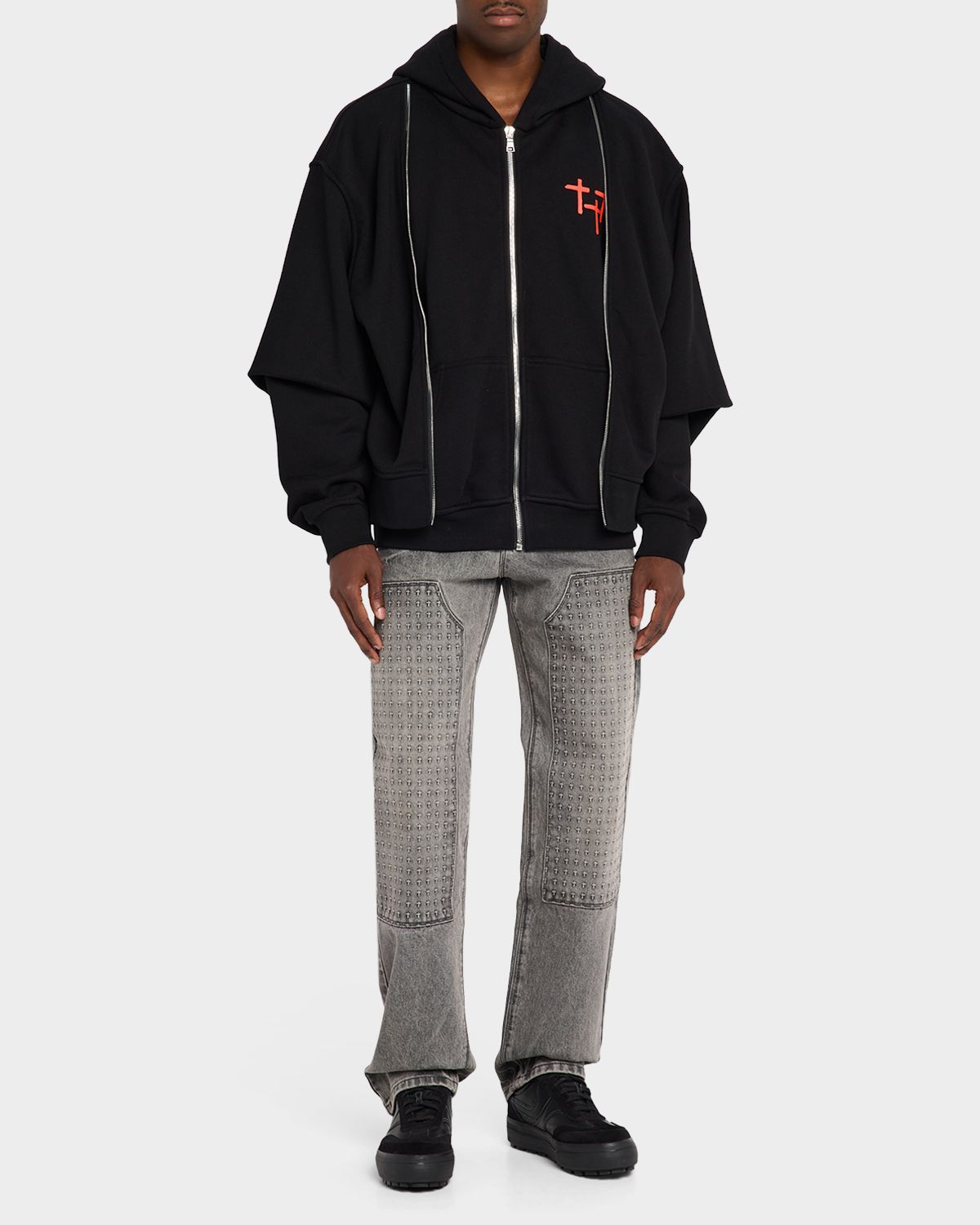 RTA Men 's Ren Planetary Layered Zip Hoodie | Thumbnail 2