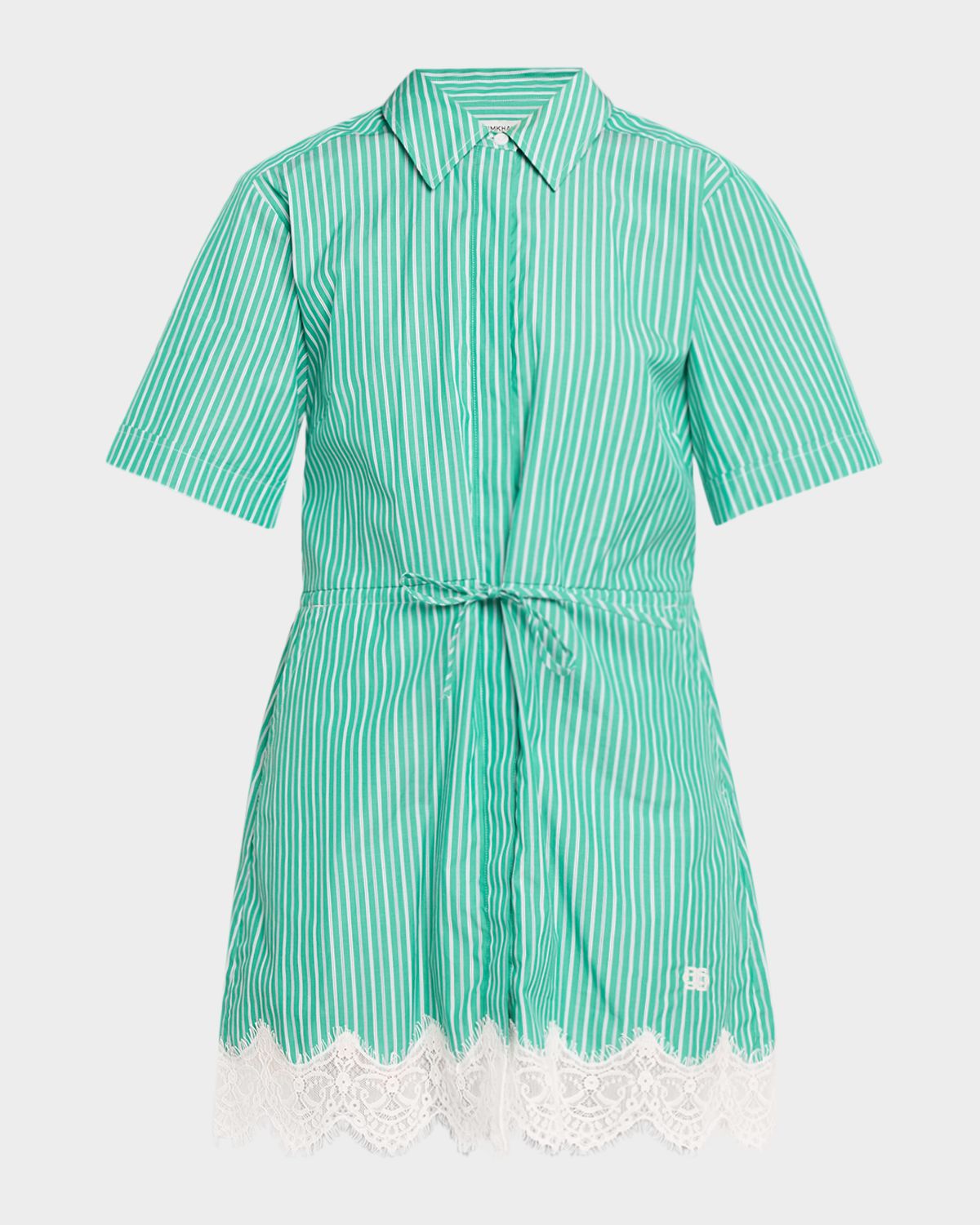 SIMKHAI Poplin Lace-Trim Shirtdress