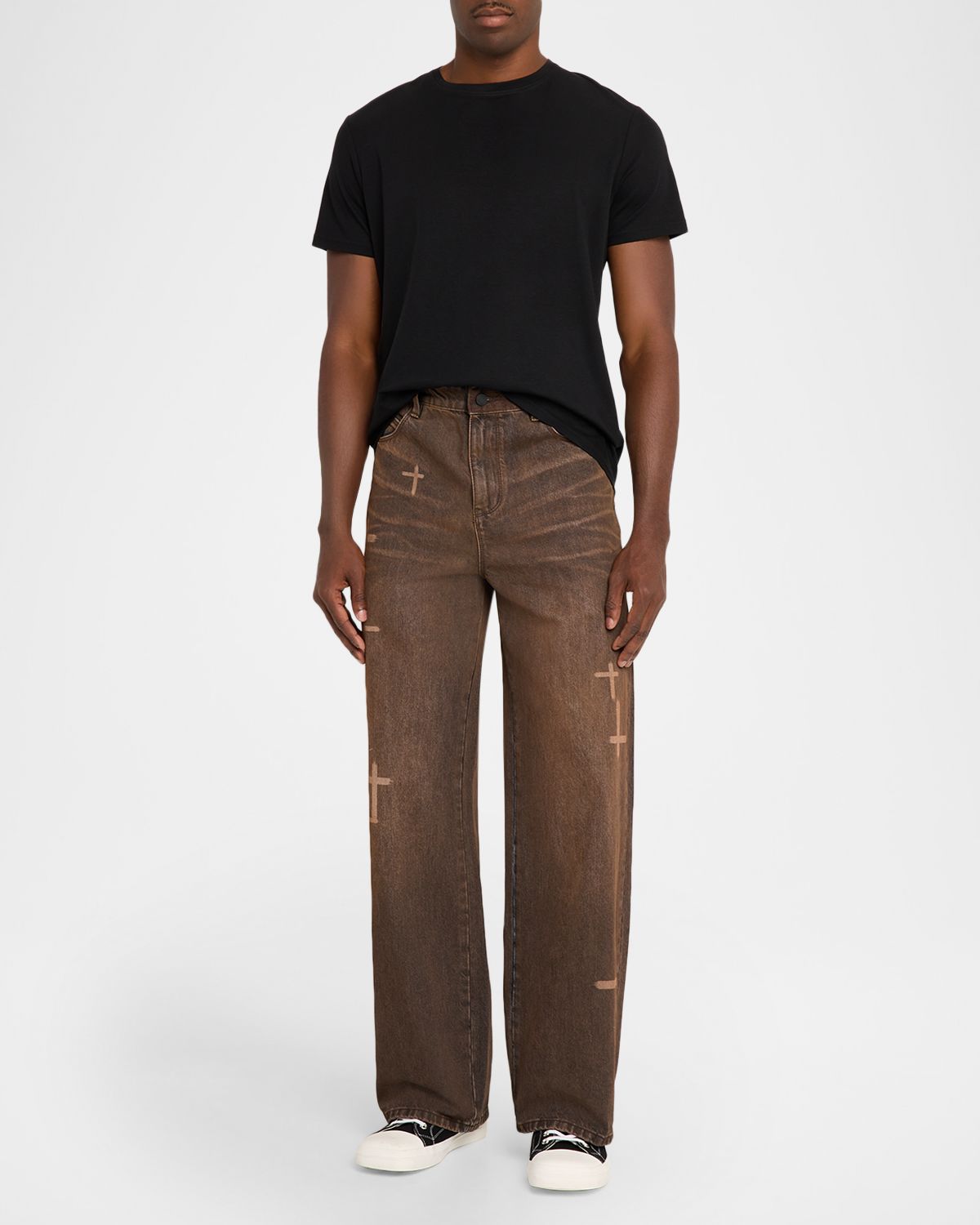 RTA Men 's Cross Graphic Wide-Leg Jeans | Thumbnail 2