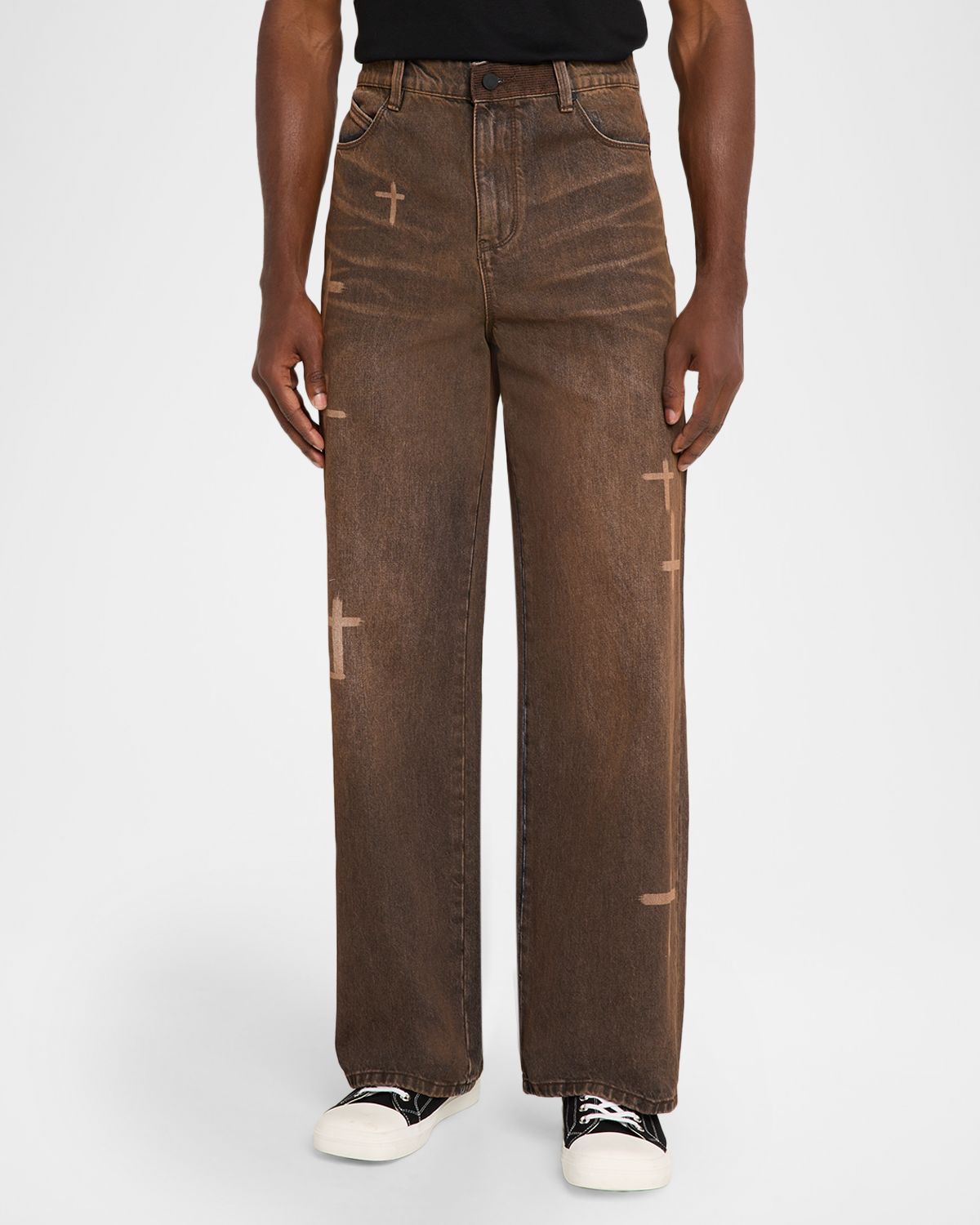 RTA Men 's Cross Graphic Wide-Leg Jeans | Thumbnail 4