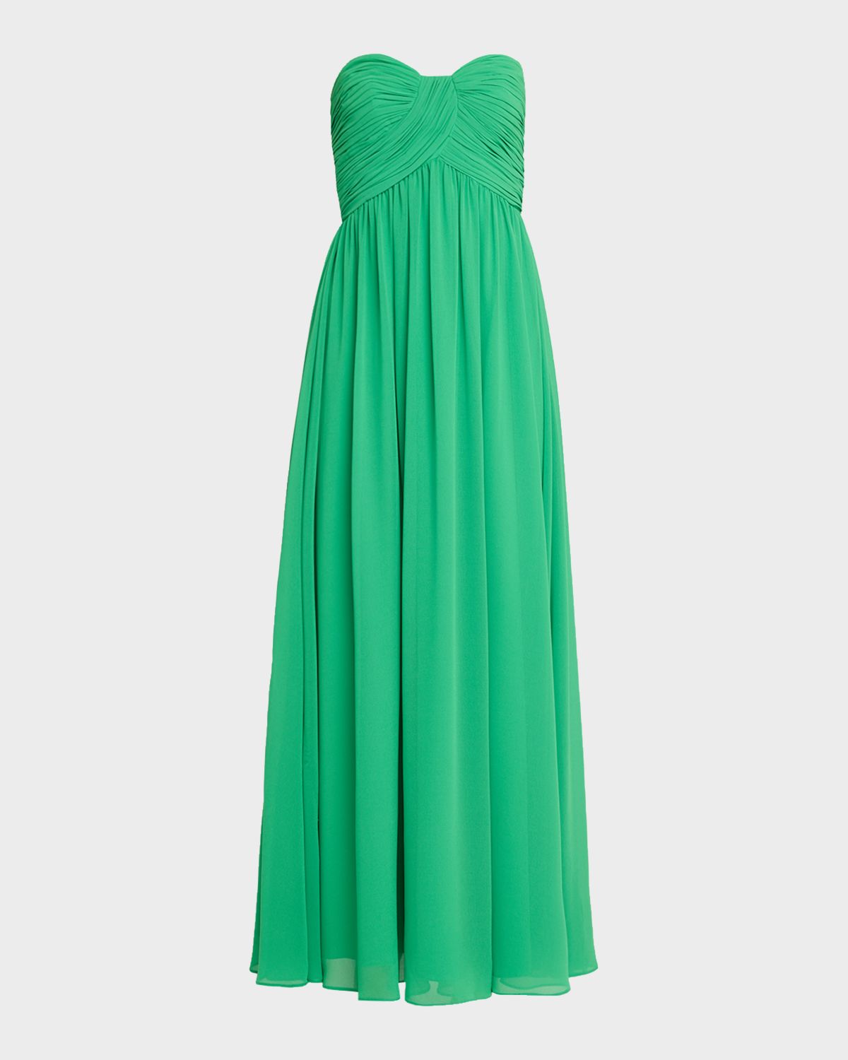 Badgley Mischka Strapless Draped Georgette Gown