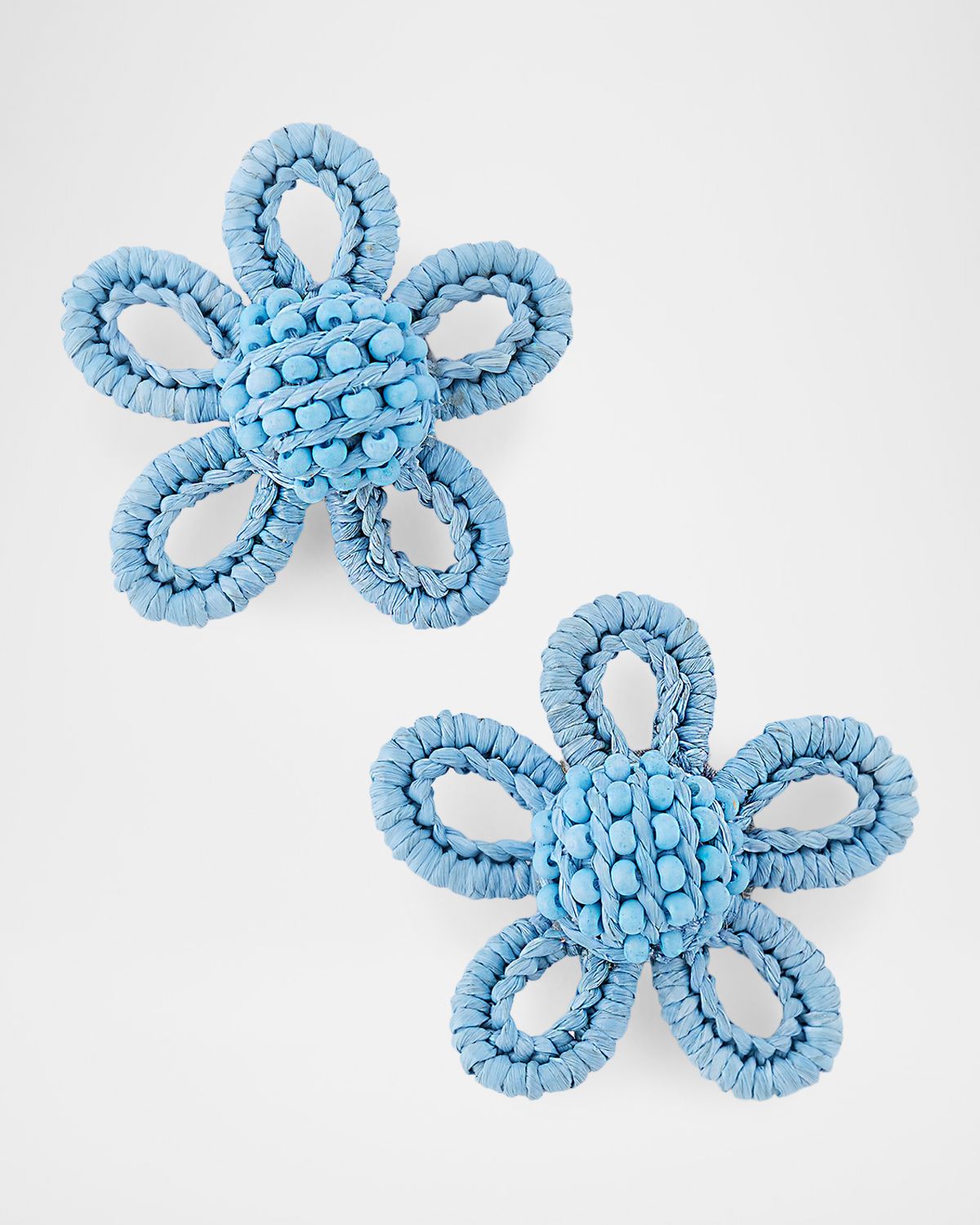 Oscar de la Renta Small Woven Raffia Flower Earrings