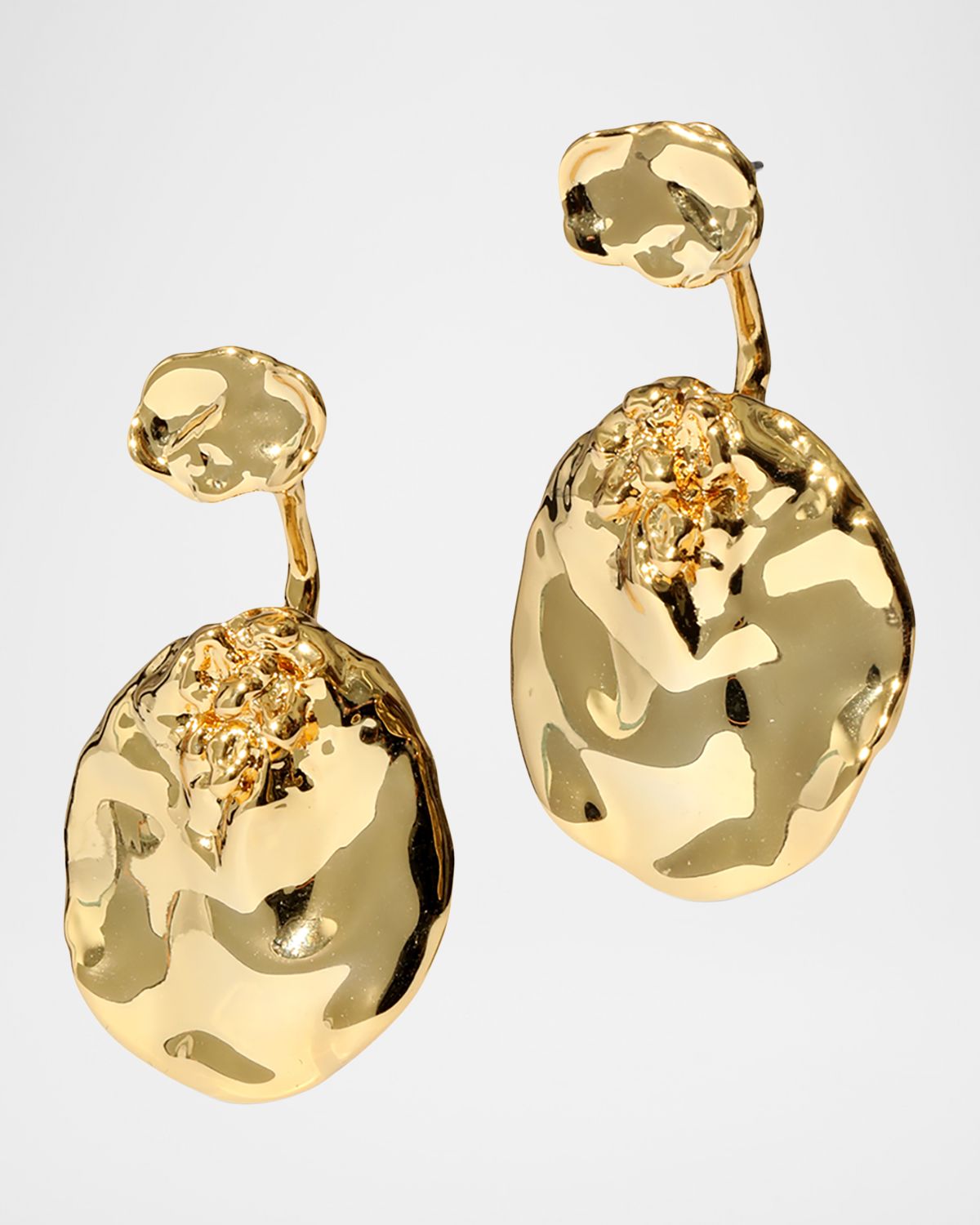 Alexis Bittar Brut Gold Coin Front-Back Earrings