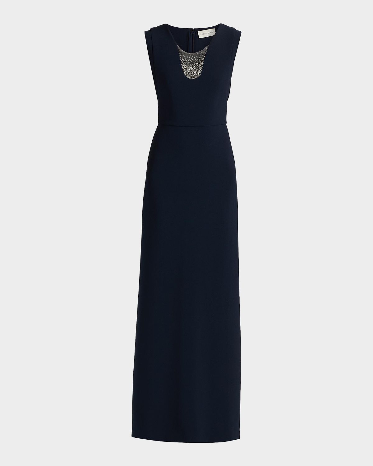 SACHIN BABI Natalie Embellished Stretch-Crepe Scoopneck Gown