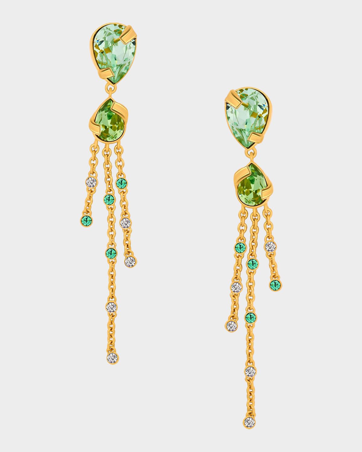 Oscar de la Renta Pear Rhinestone Chain Earrings