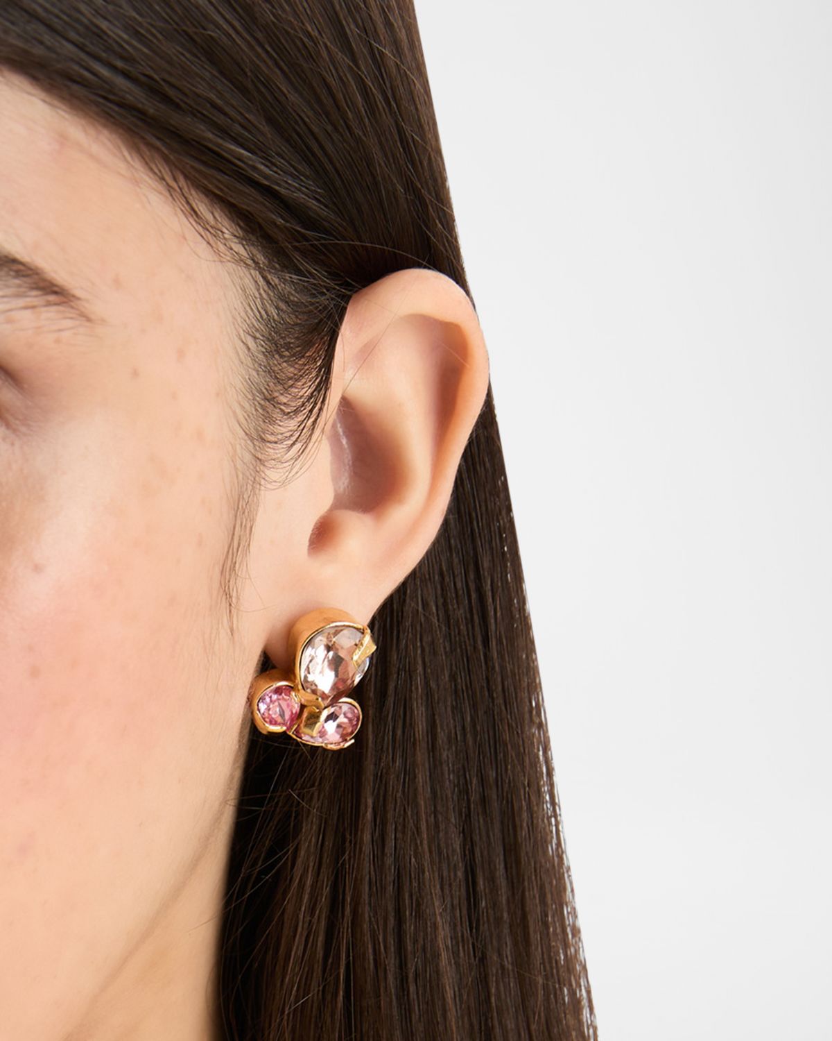Oscar de la Renta Pear Rhinestone Cluster Stud Earrings