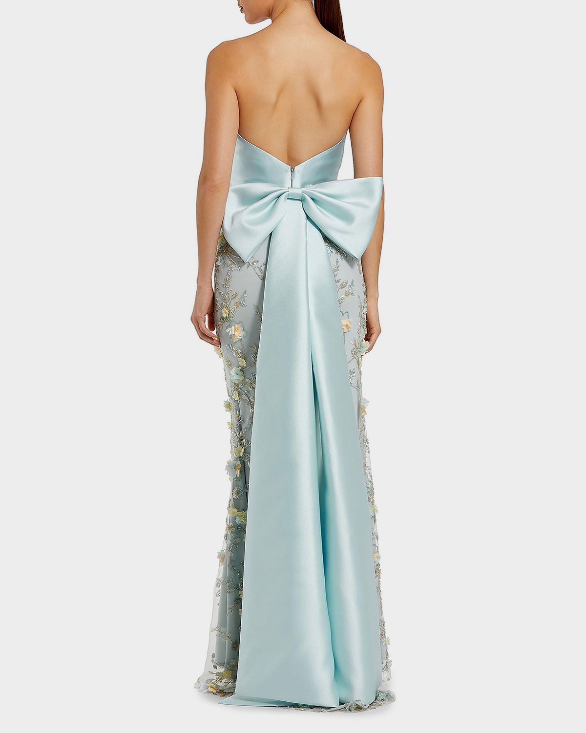 Mac Duggal Sequin-Embellished Bow Column Gown