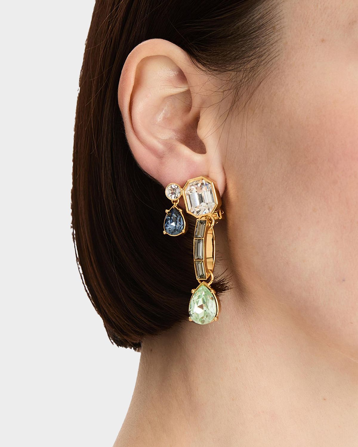 Oscar de la Renta Baguette Rhinestone Drop Earrings