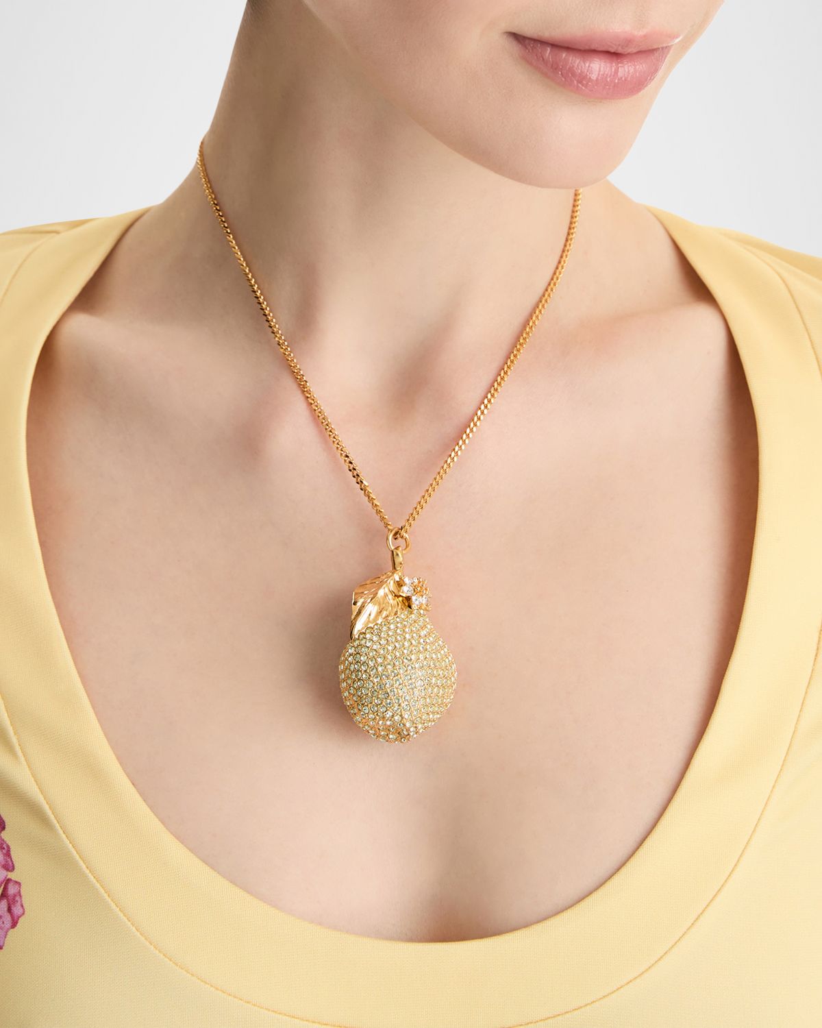 Oscar de la Renta Pave Pear Pendant Necklace