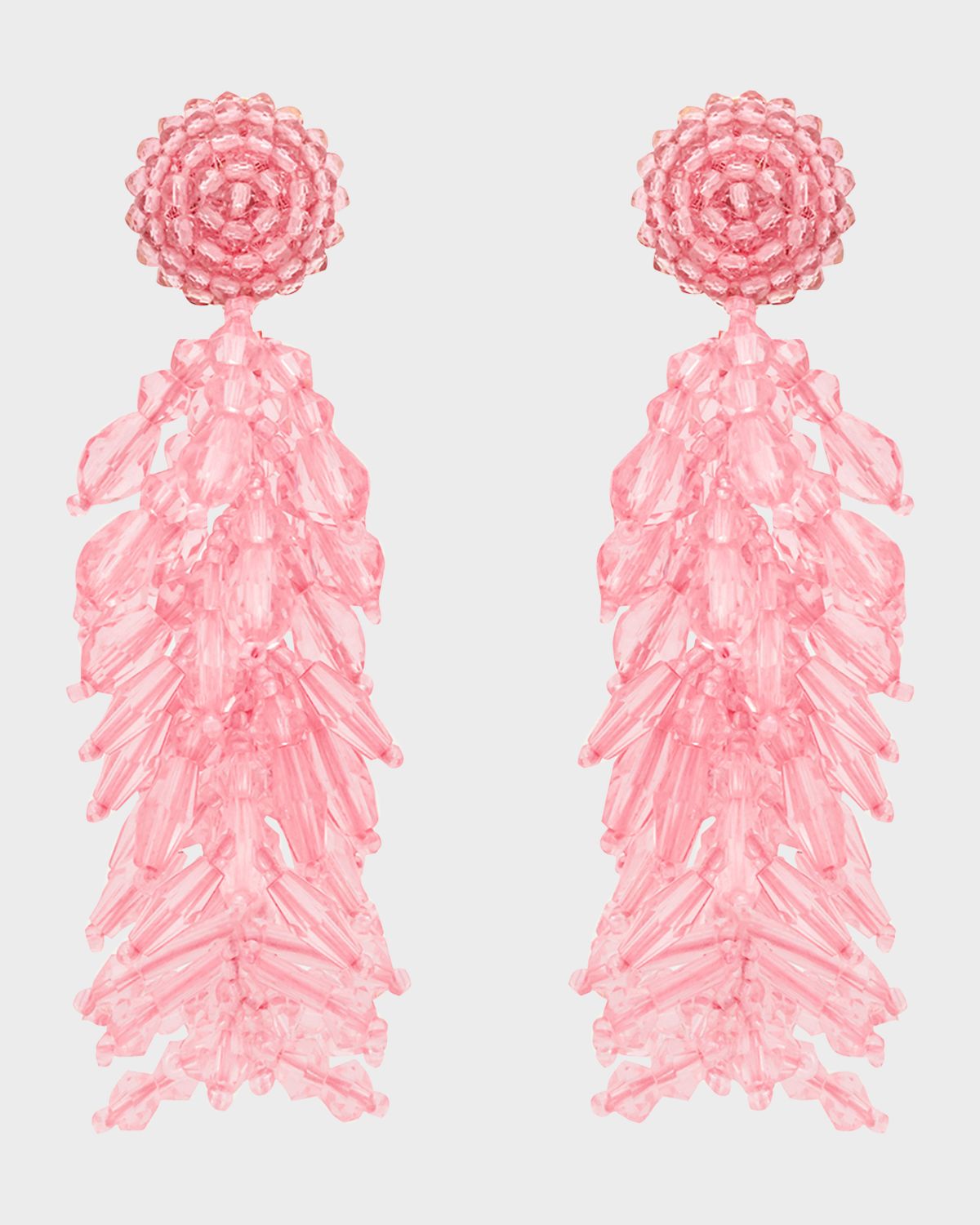 Oscar de la Renta Beaded Cascade Tassel Clip-On Earrings