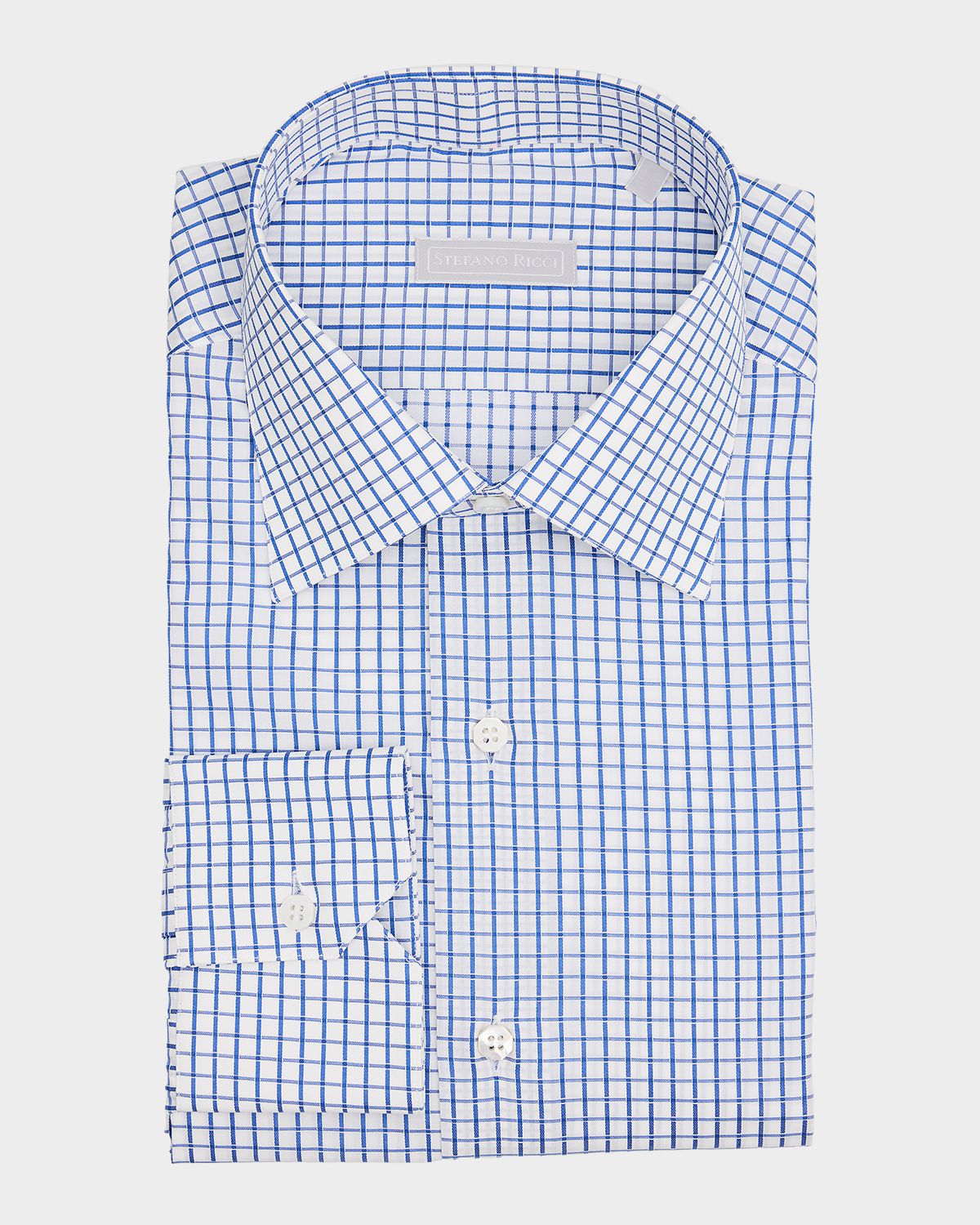 Stefano Ricci Men 's Cotton Grid Check Jacquard Dress Shirt