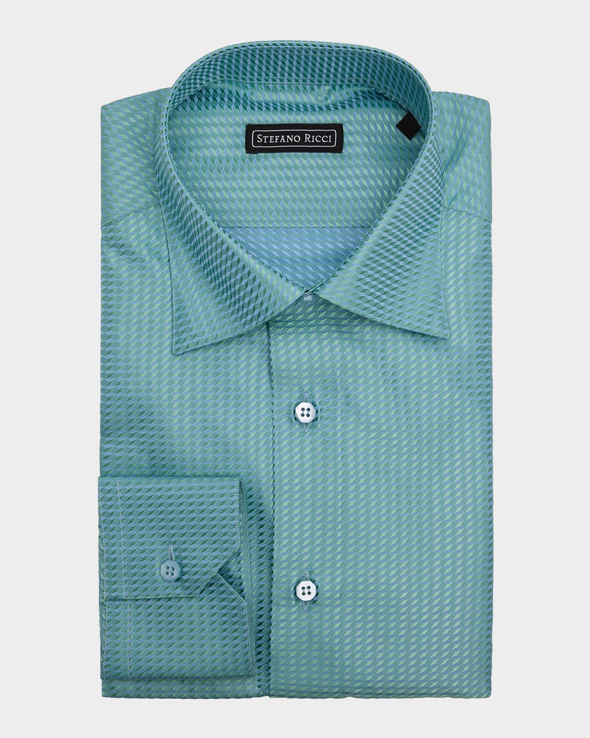 Stefano Ricci Men 's Silk Tonal Geometric Jacquard Dress Shirt