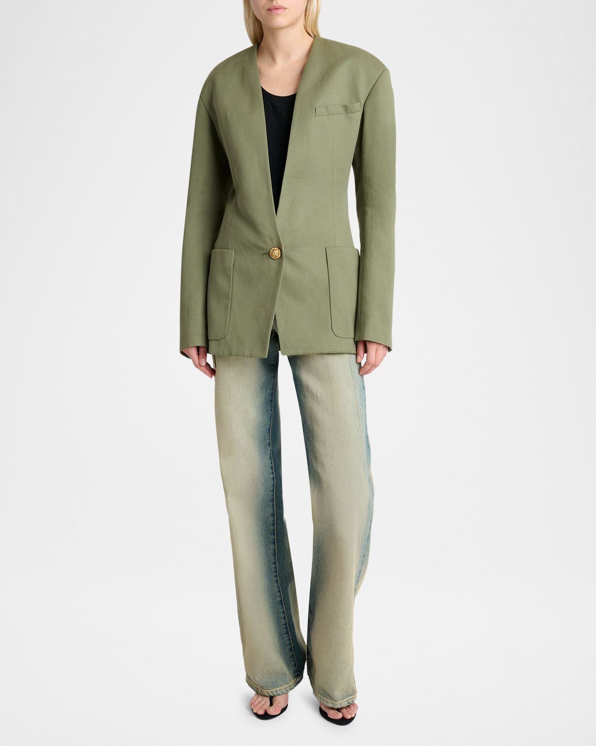 Balmain 2-Pockets Cotton Single-Breasted Jacket