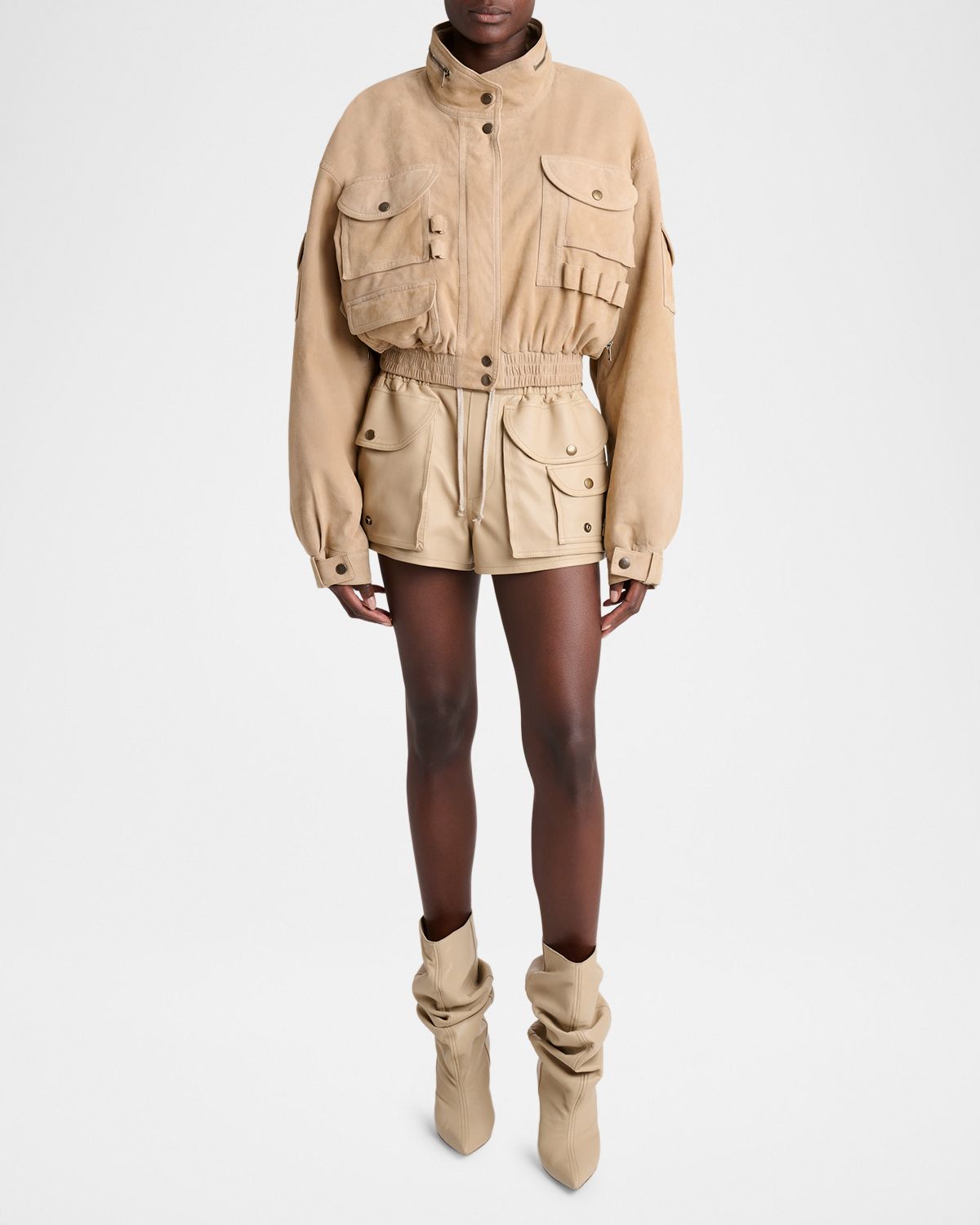Balmain Suede Multi-Pocket Utility Jacket