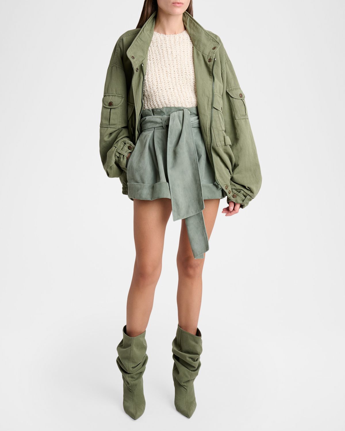 Balmain Cotton Twill Oversized Bomber Jacket