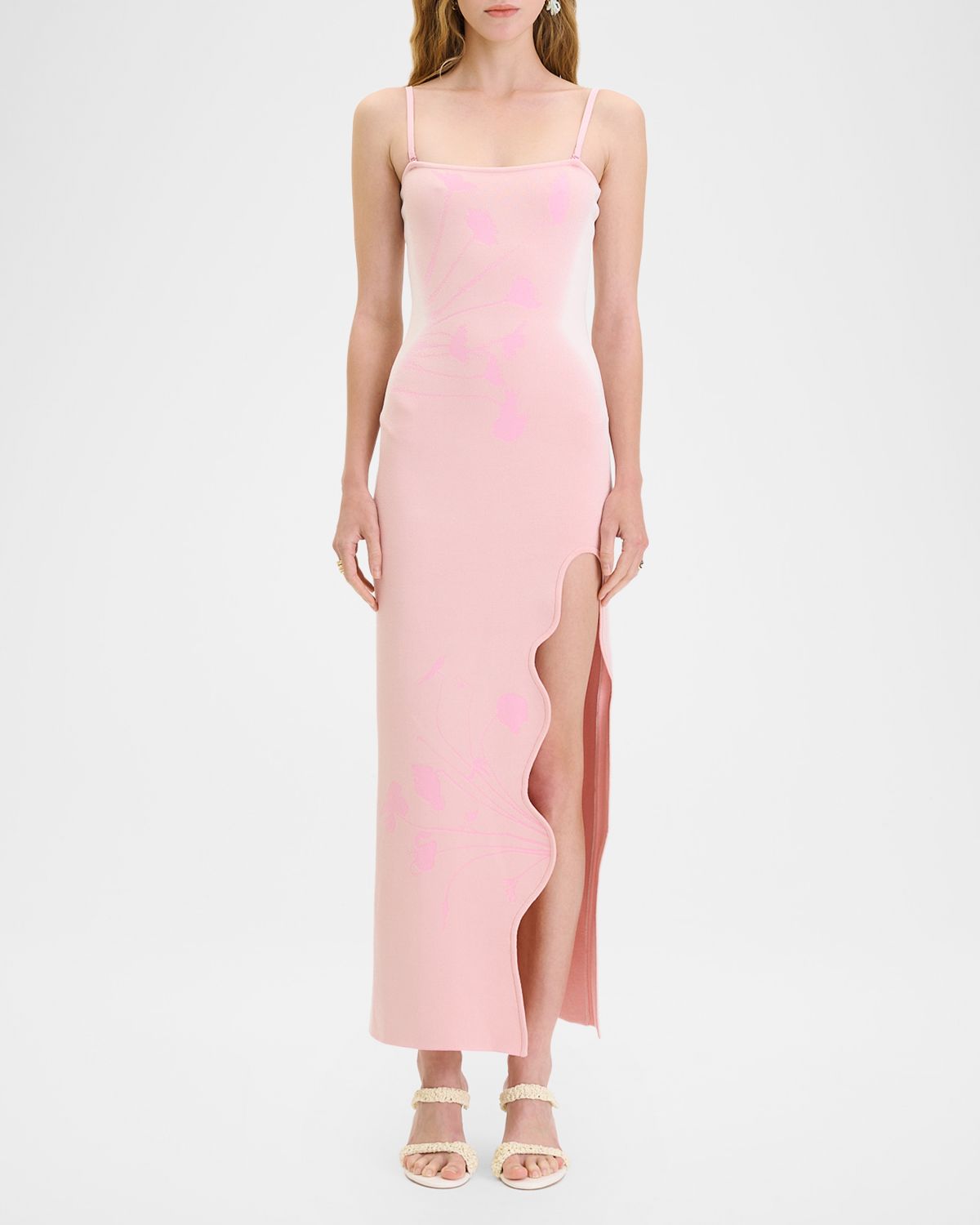 PH5 Iris Flower Printed Wavy Slit Maxi Dress