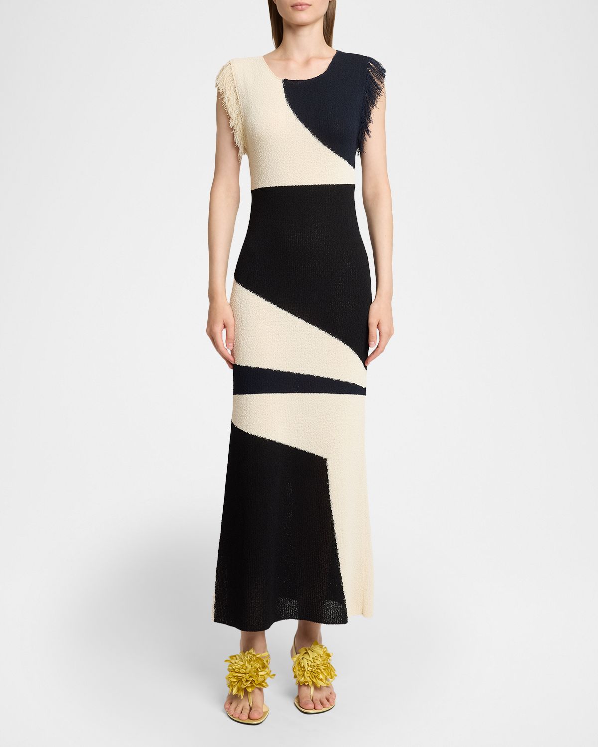 Proenza Schouler Saskia Intarsia Knit Fringe Trim Dress | Thumbnail 10