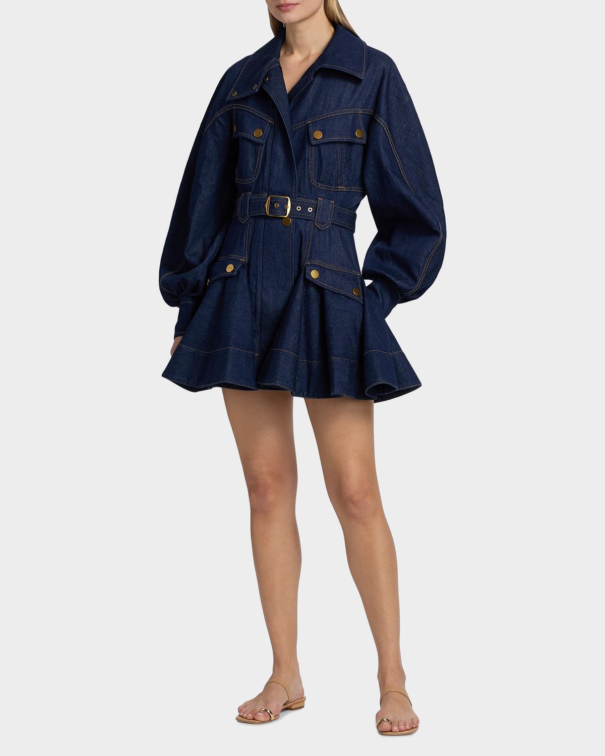 Zimmermann Luna Denim Utility Mini Dress