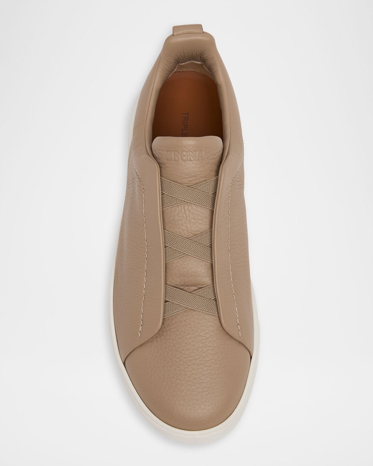 ZEGNA Men 's Deerskin Triple Stitch Sneakers | Thumbnail 4 ZEGNA Men 's Deerskin Triple Stitch Sneakers | Thumbnail 4