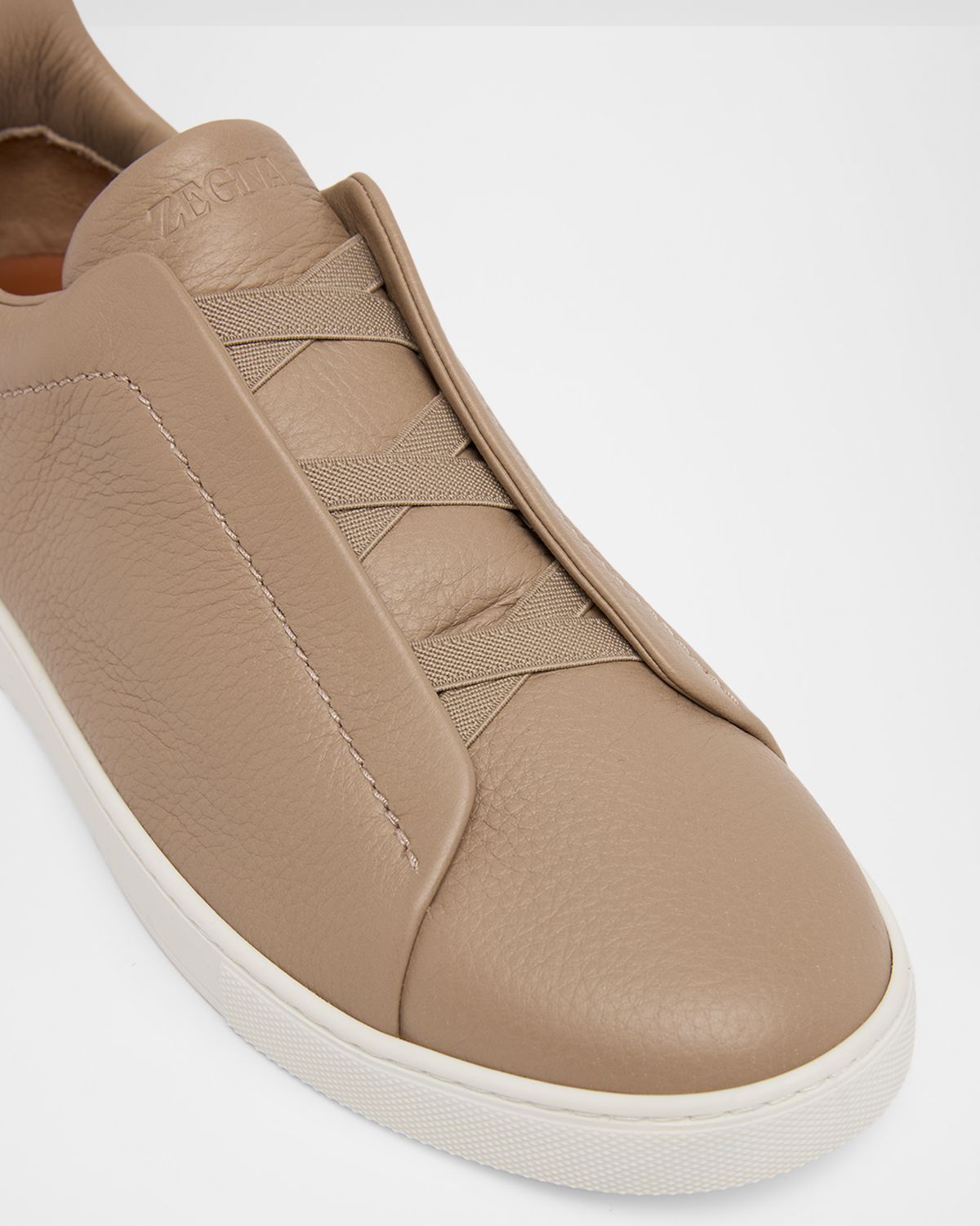 ZEGNA Men 's Deerskin Triple Stitch Sneakers | Thumbnail 3 ZEGNA Men 's Deerskin Triple Stitch Sneakers | Thumbnail 3