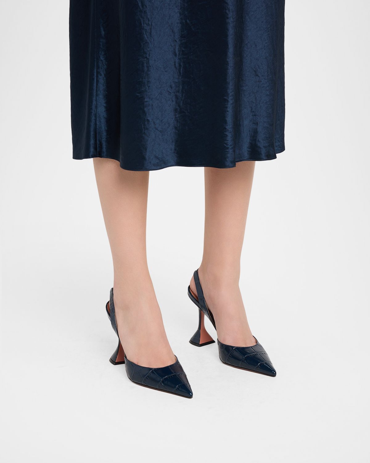 Amina Muaddi 95mm Holli Croc-Embossed Leather Slingback Pumps | Thumbnail 6 Amina Muaddi 95mm Holli Croc-Embossed Leather Slingback Pumps | Thumbnail 6