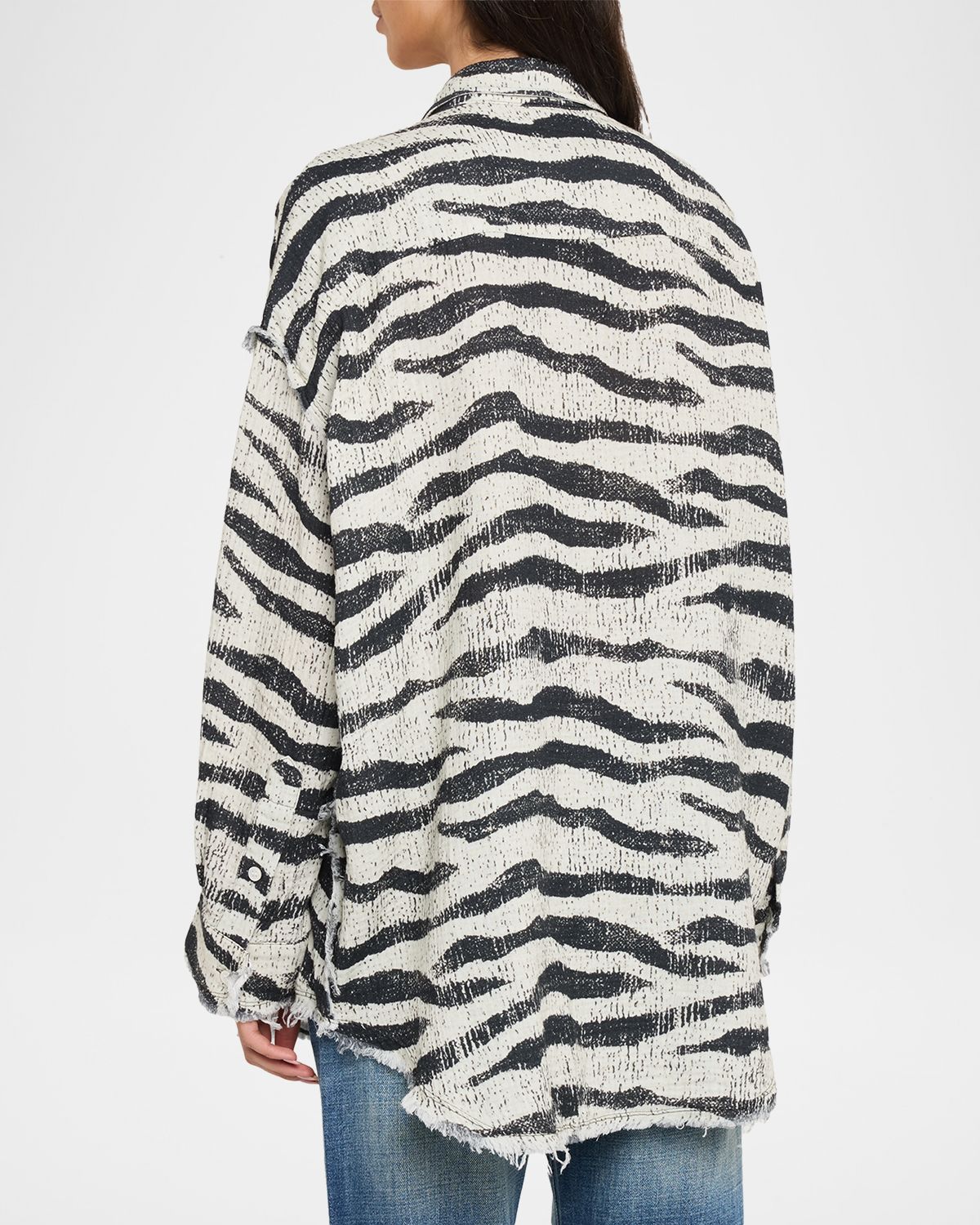R13 hredded eam Drop-Neck Zebra-Print hirt | Thumbnail 2