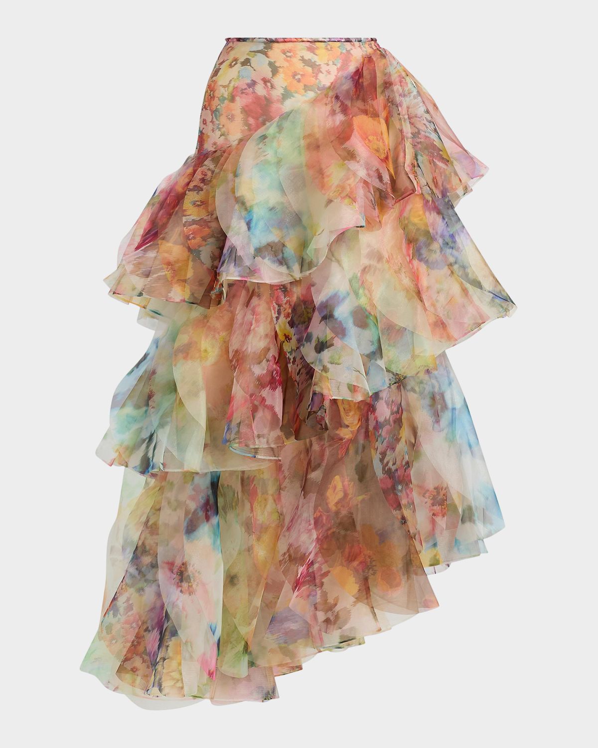 Zimmermann Luna Fanned Ruffled Maxi Skirt
