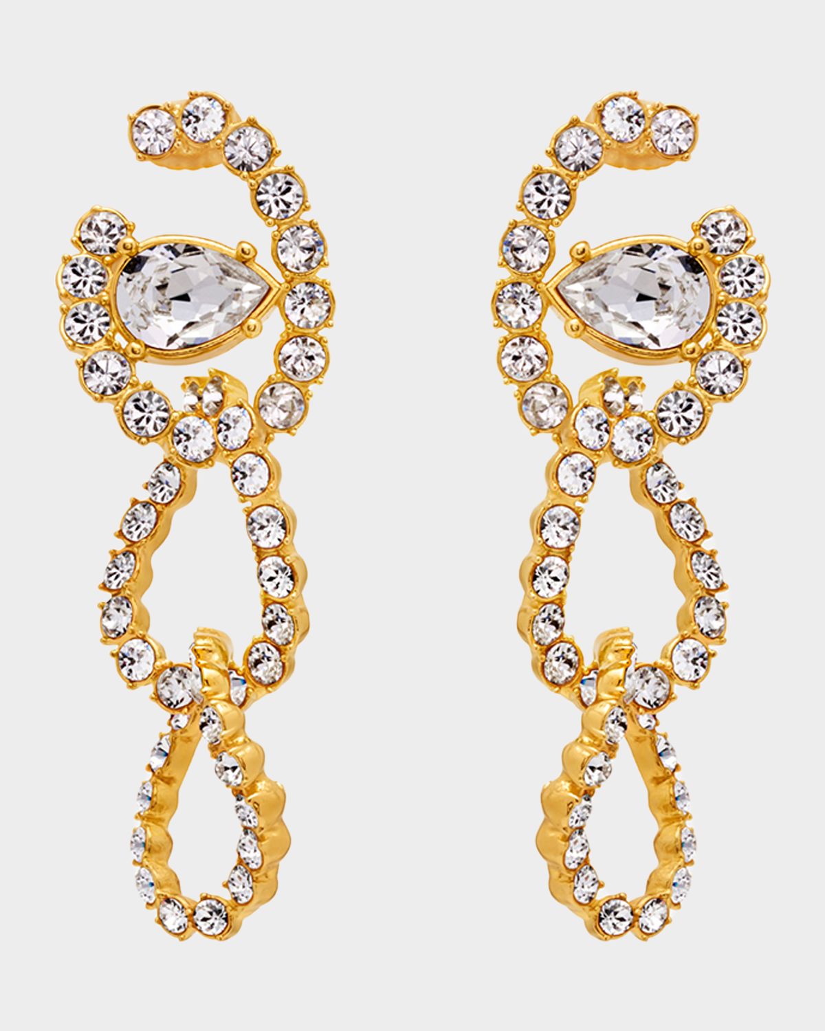 Oscar de la Renta Rhinestone Chain Dangle Earrings