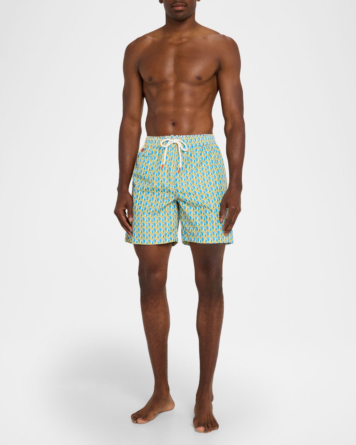 Kiton Men 's Geometric Snap-Pocket Swim Trunks
