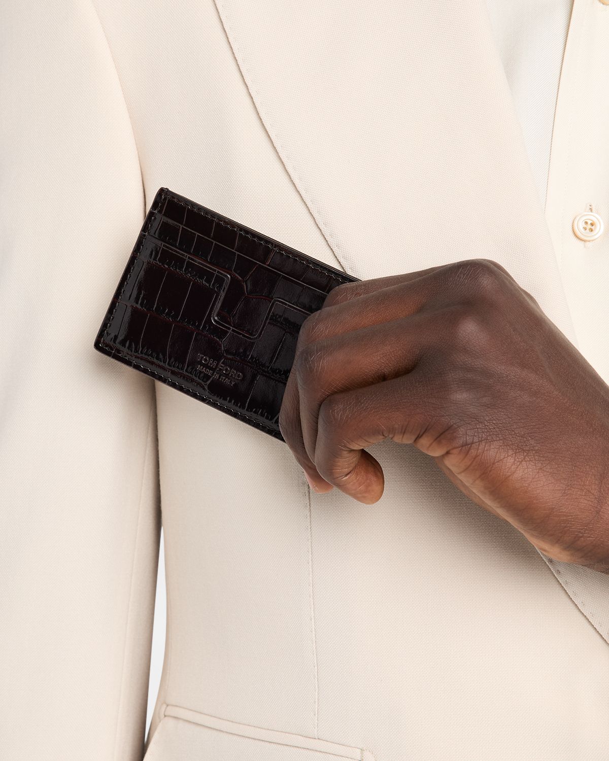 TOM FORD Men 's Croc-Embossed Leather Card Holder