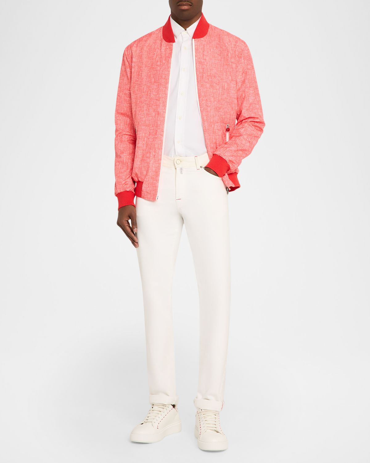 Kiton Men 's Scratch Print Ribbed-Trim Blouson