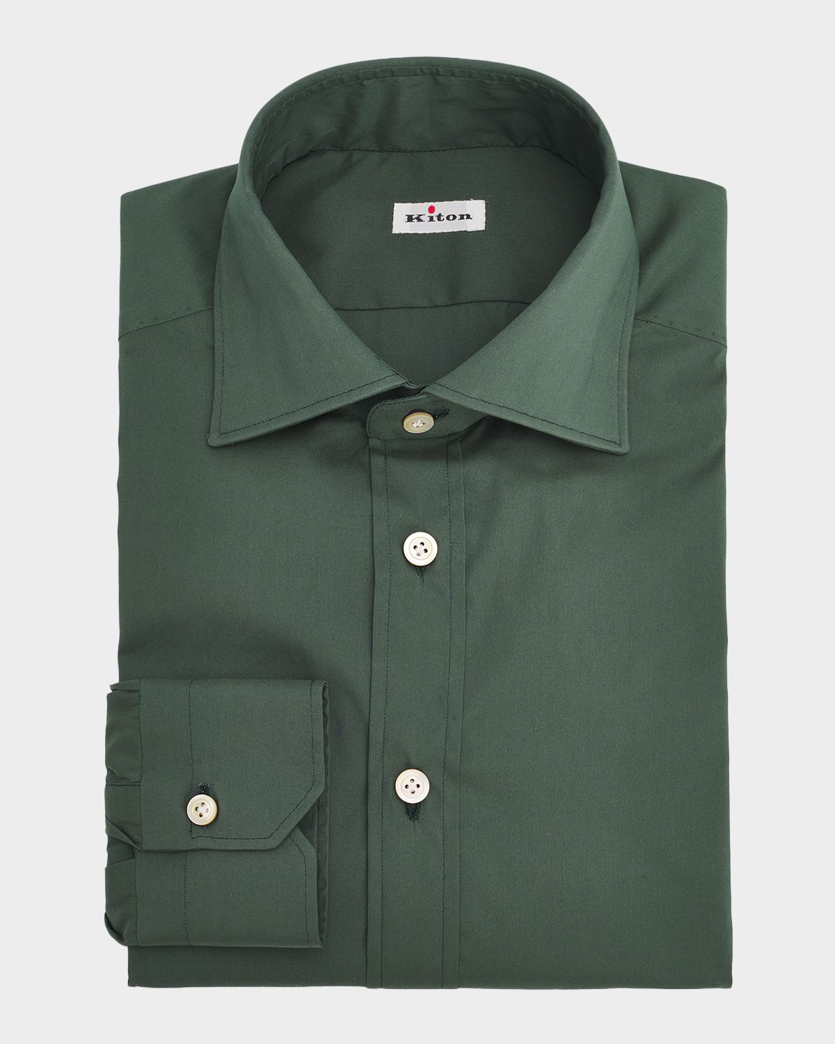Kiton Men 's Solid Cotton Dress Shirt
