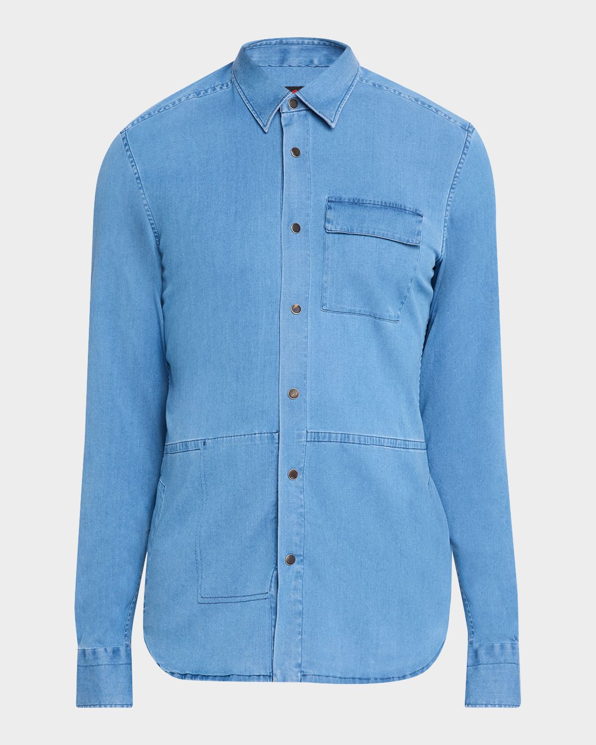 Kiton Men 's Denim Snap-Button Shirt | Thumbnail 6 Kiton Men 's Denim Snap-Button Shirt | Thumbnail 6