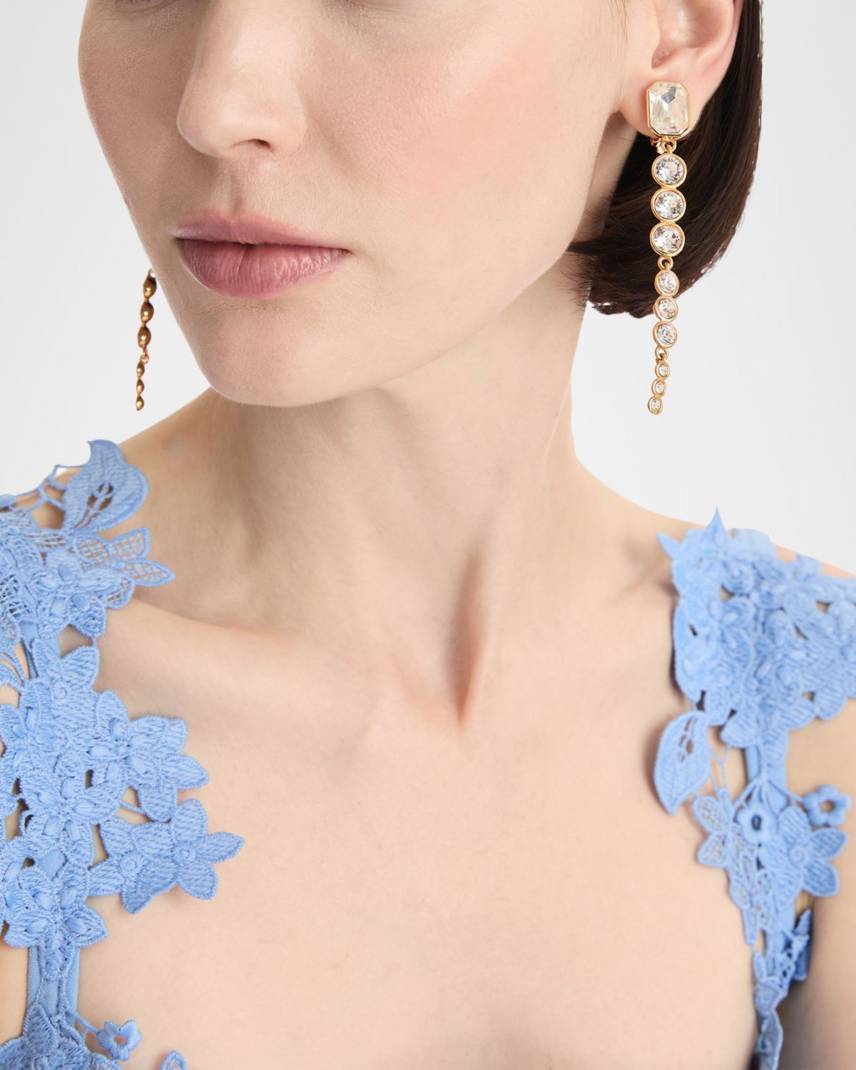 Oscar de la Renta Cascading Rhinestone Dangle Earrings