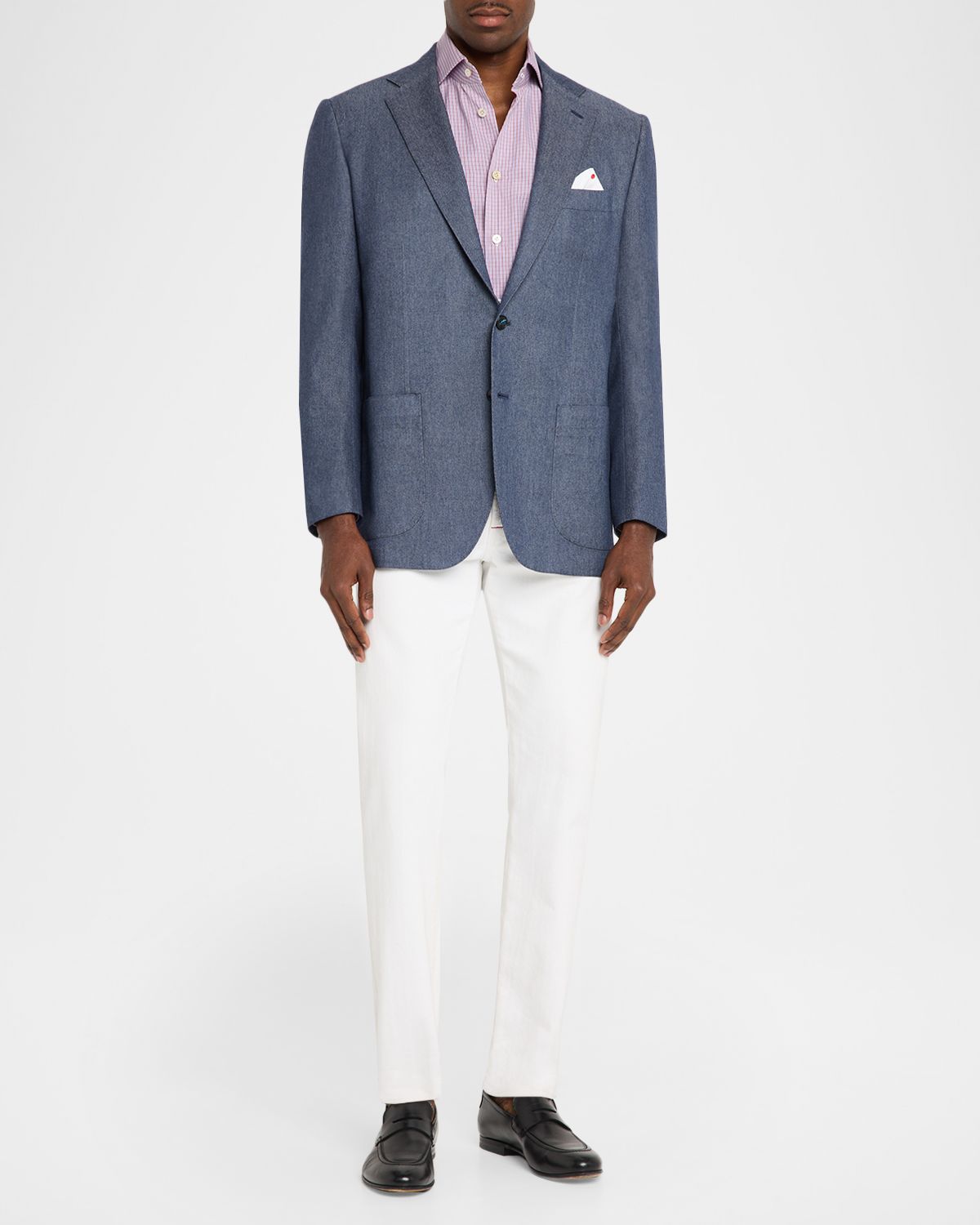 Kiton Men 's Cashmere Denim Single-Breasted Jacket | Thumbnail 8