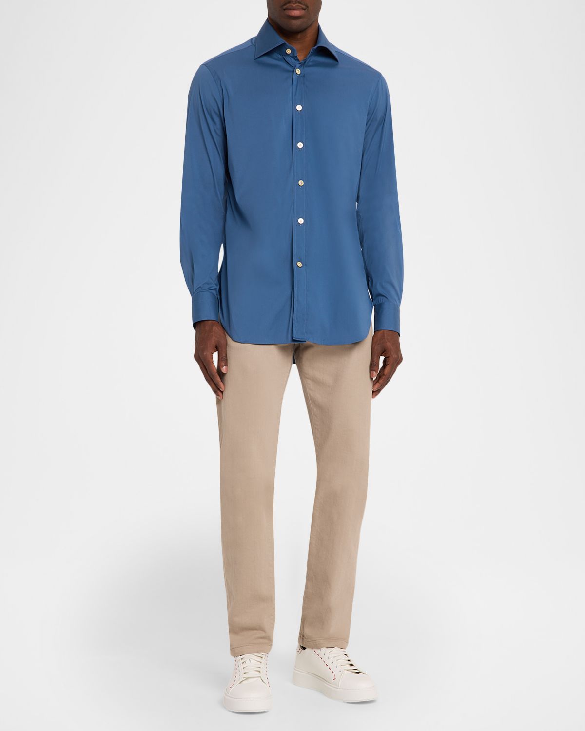 Kiton en 's Solid Cotton Sport Shirt