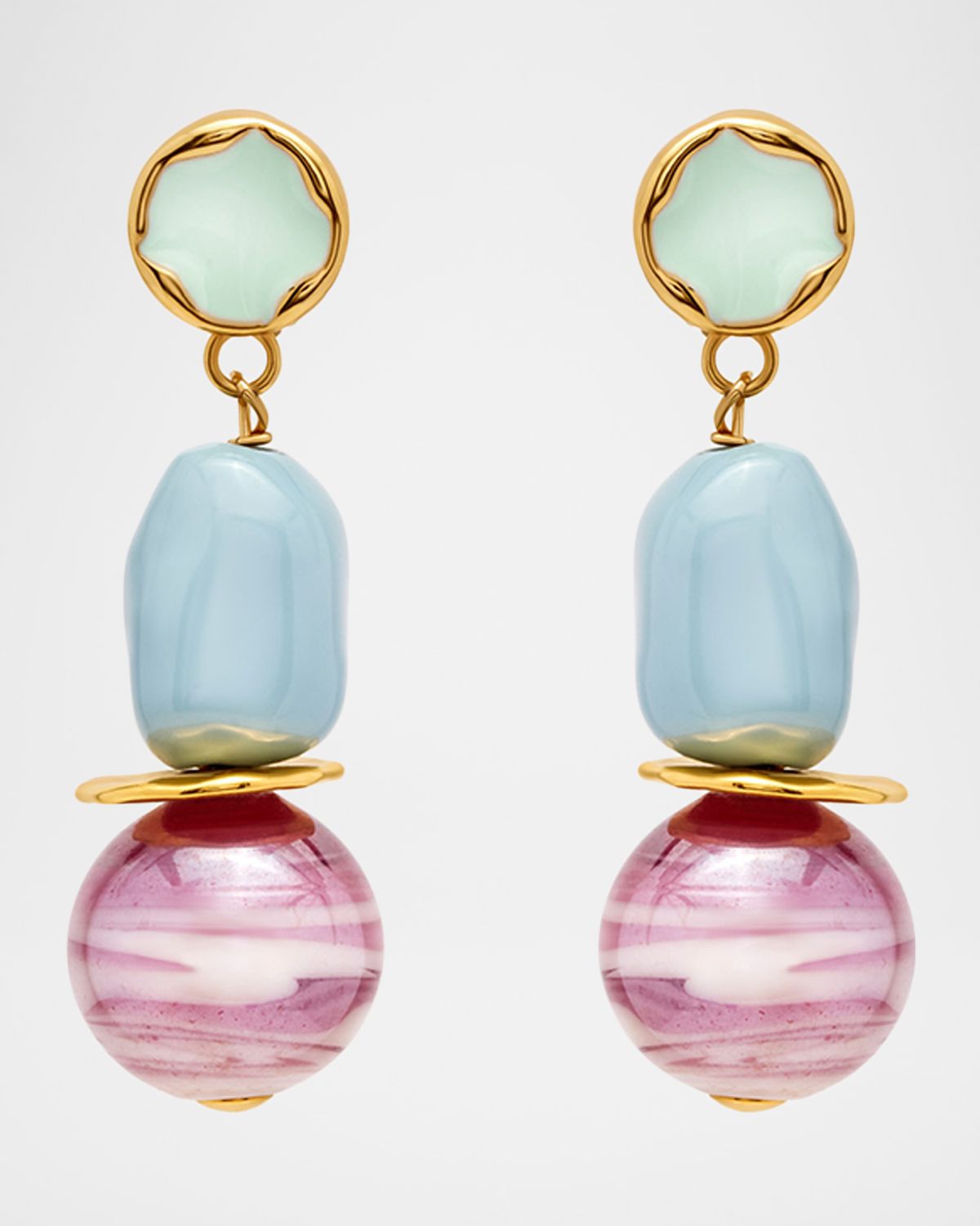 Oscar de la Renta Sea Glass Drop Clip-On Earrings