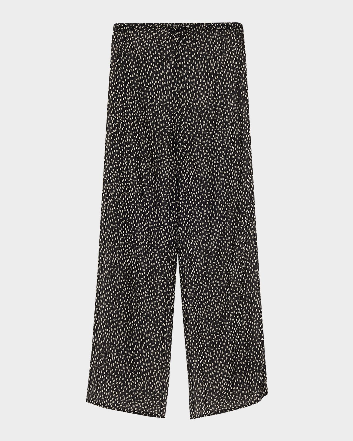 Nili Lotan Clea Spotted Silk Straight-Leg Pull-On Pants
