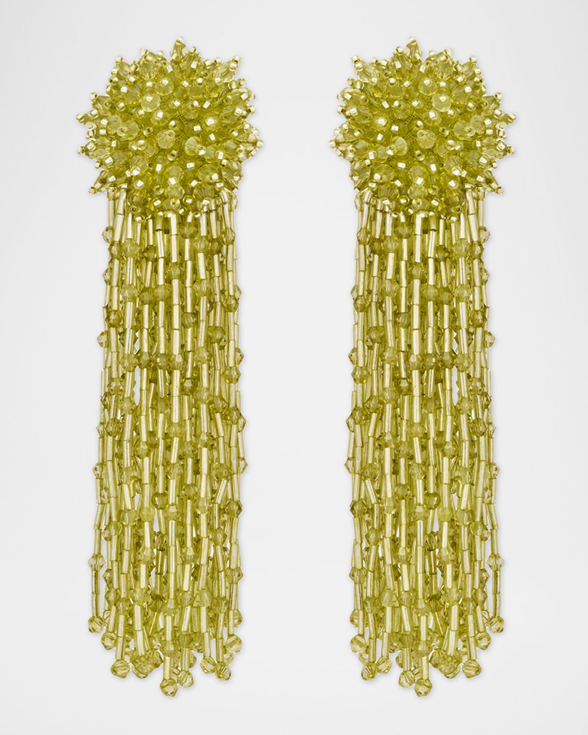 Oscar de la Renta Beaded Tassel Drop Clip-On Earrings
