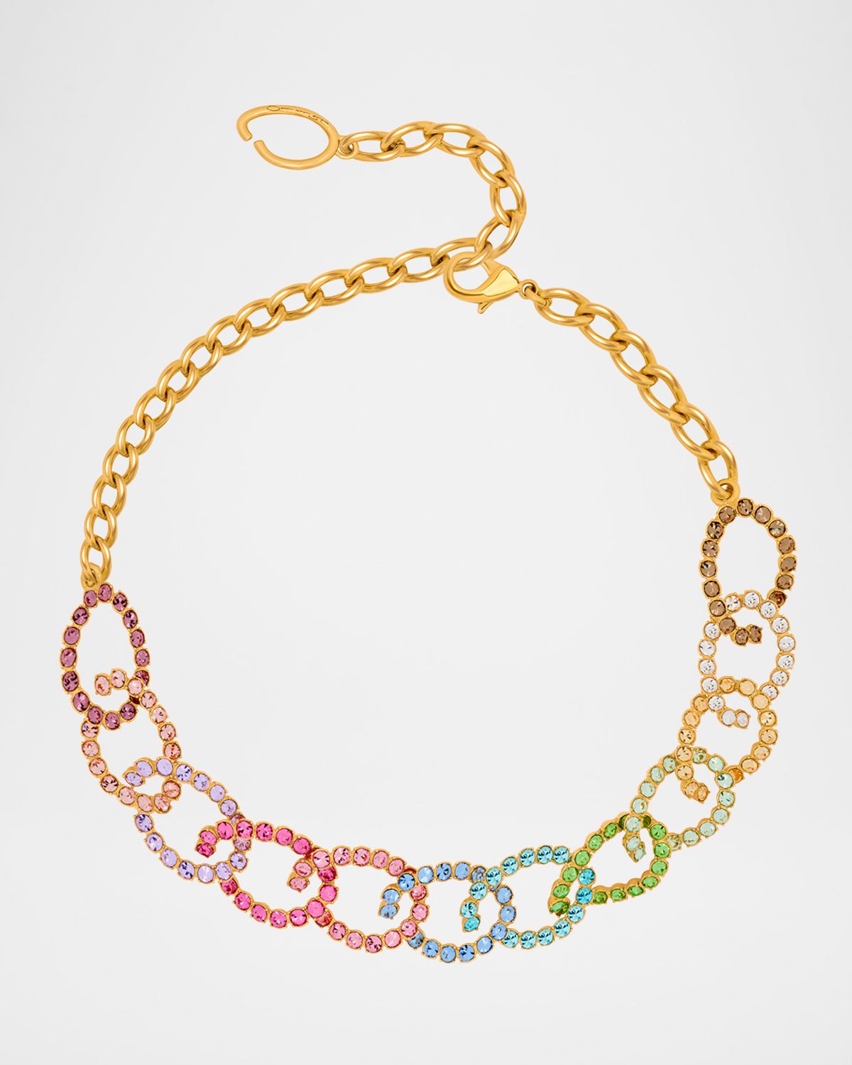 Oscar de la Renta Rhinestone Chain Statement Necklace