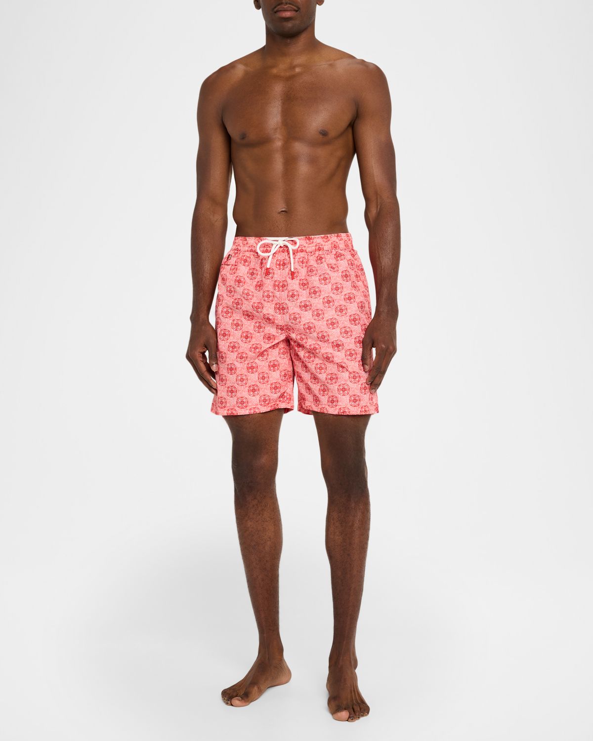 Kiton Men 's Scratch-Print Medallion Swim Trunks