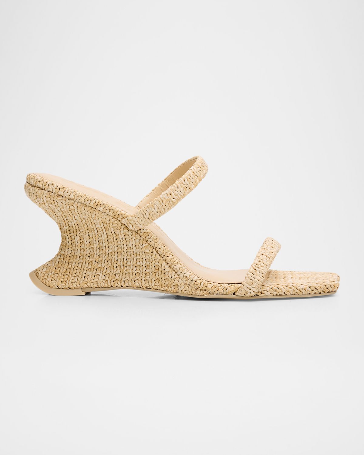 Cult Gaia Raven Straw Wedge Sandals