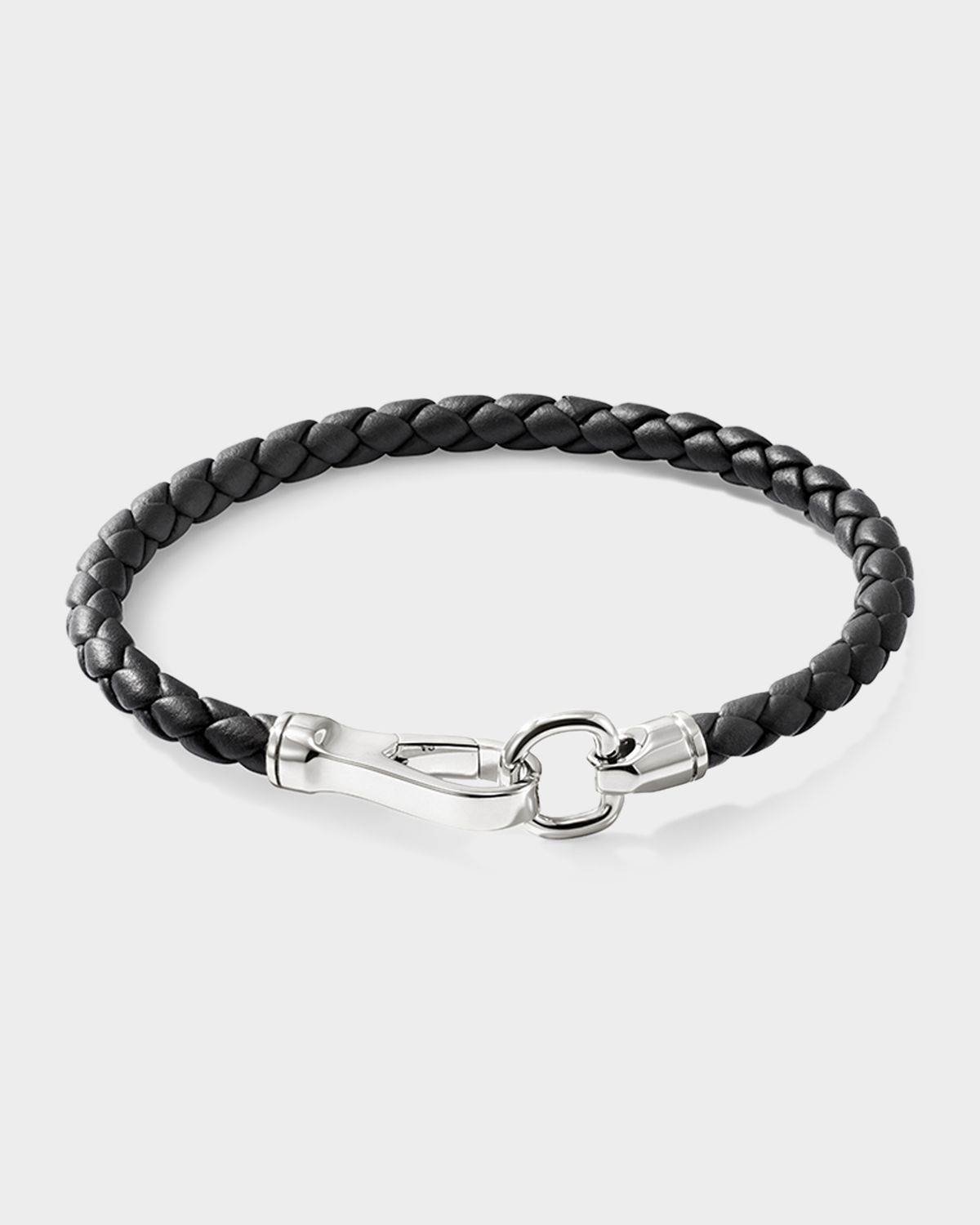 John Hardy Men 's Briaded Leather Hook Clasp Bracelet, 5mm
