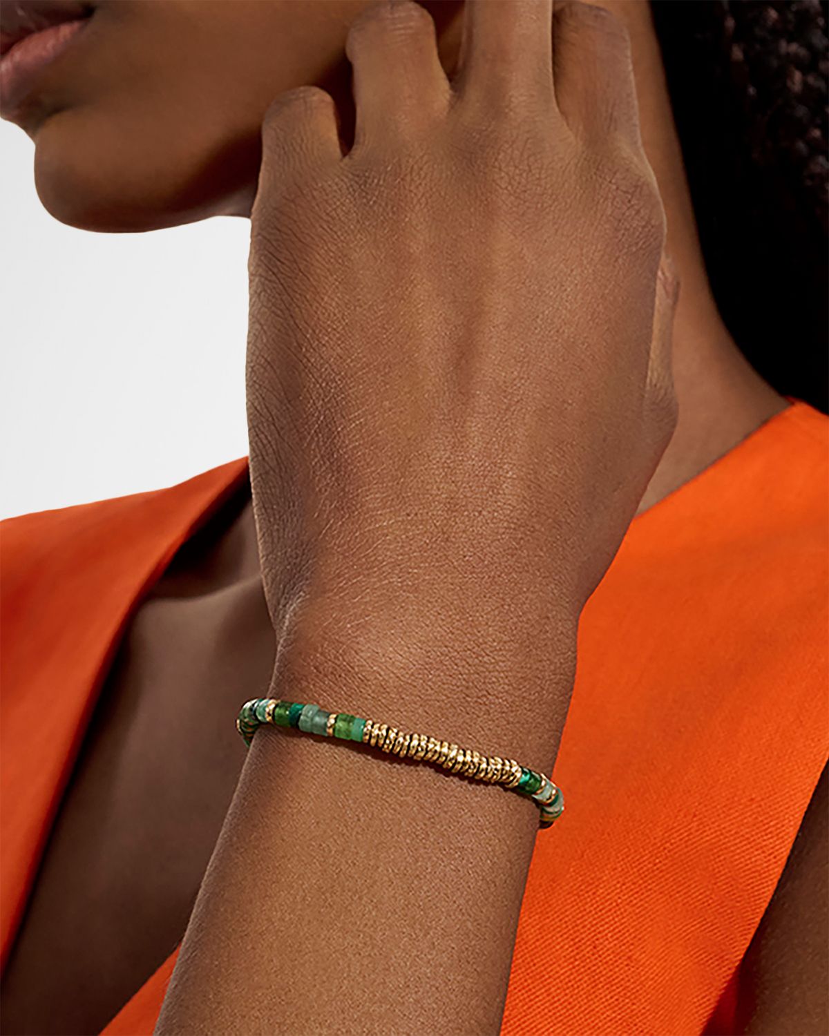 John Hardy Men 's Multi-Gemstone Heishi Beaded Bracelet with 14K Gold, 4mm